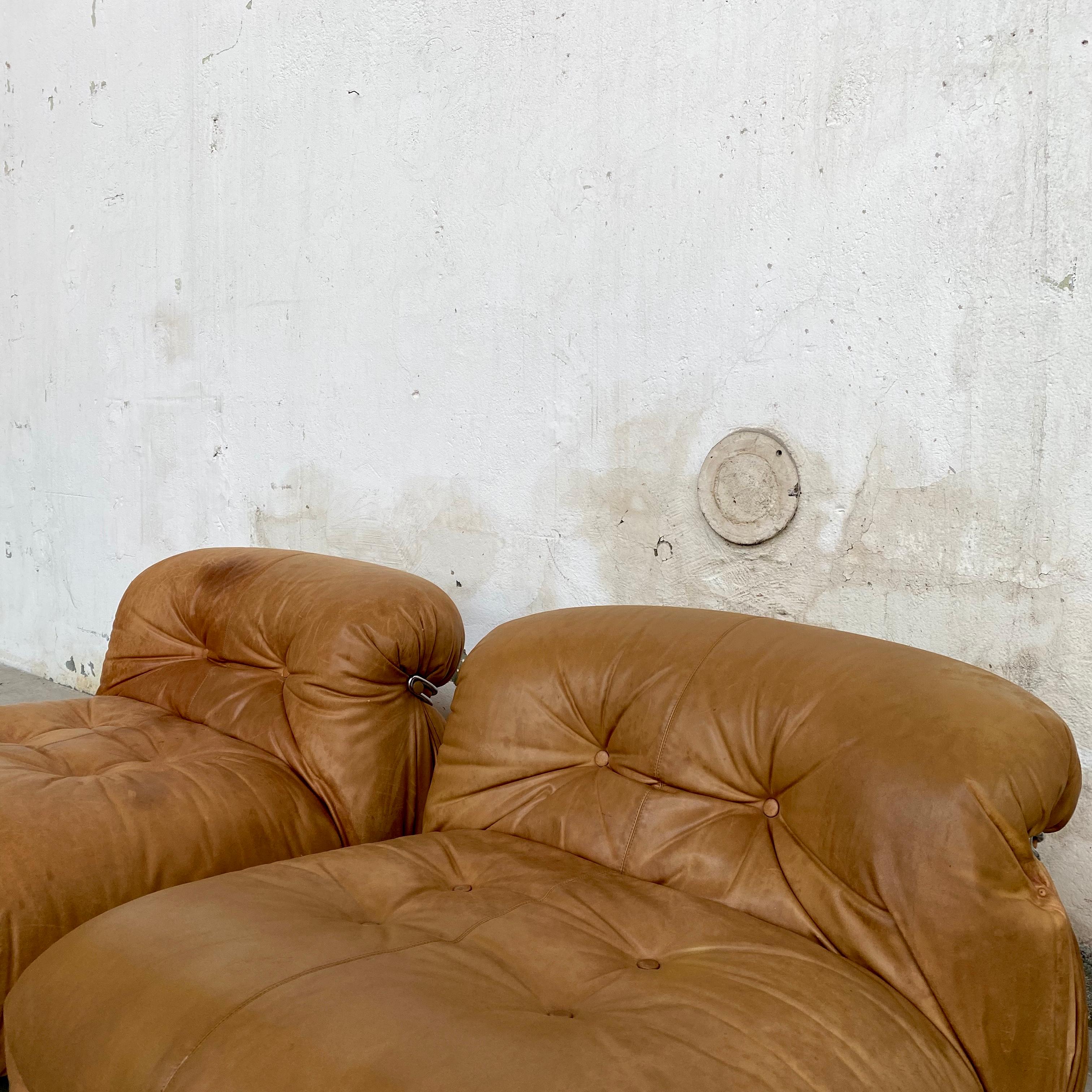 Afra & Tobia Scarpa “Soriana” Leather Chairs for Cassina, 1969 1