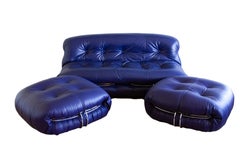 Afra & Tobia Scarpa "Soriana" Leather Lounge Suite For Cassina, circa 1970s