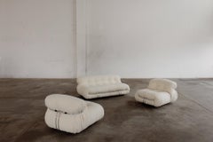 Afra & Tobia Scarpa “Soriana” Lounge Set for Cassina, Bouclé, 1969, Set of 3