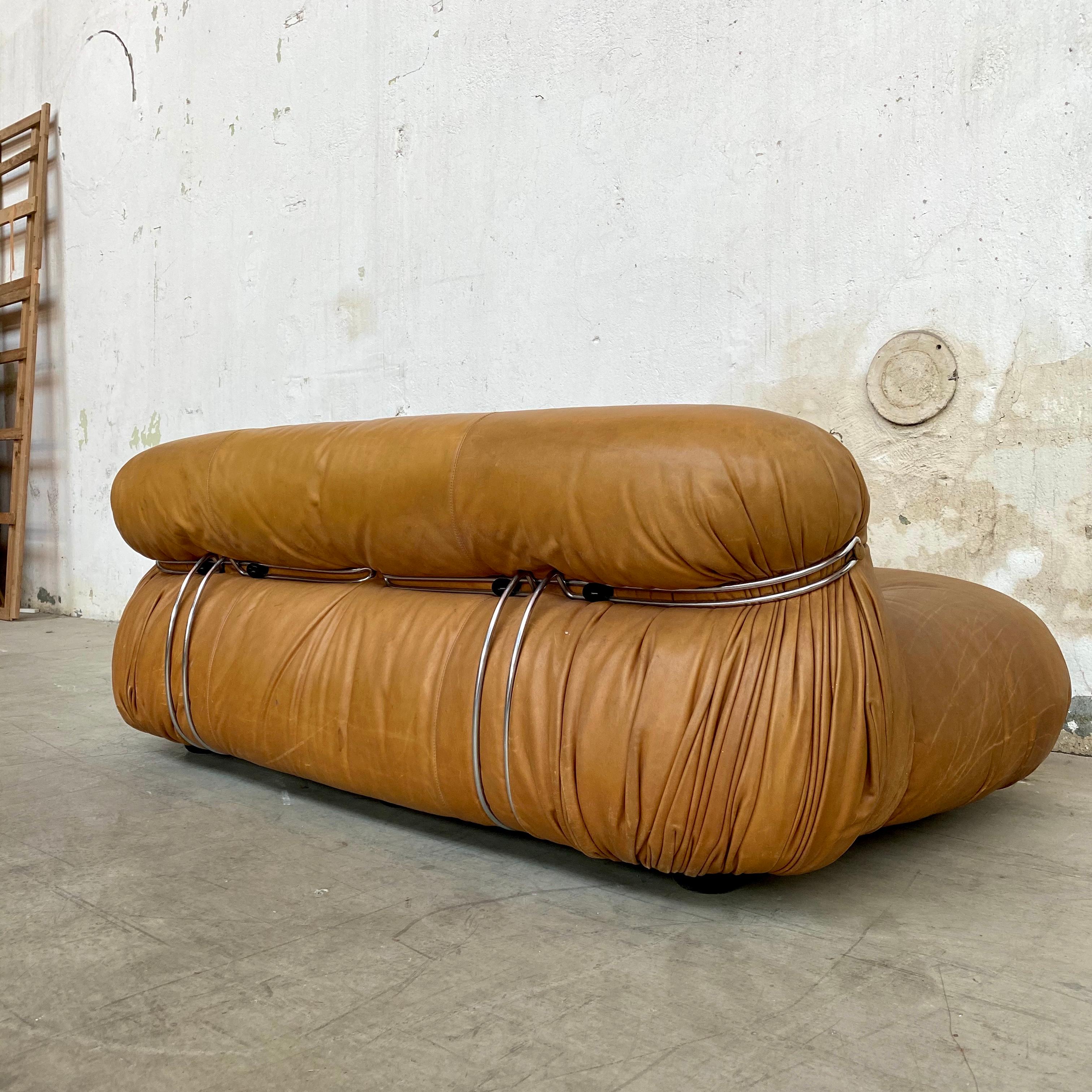 Leather Afra & Tobia Scarpa “Soriana” Living Room Set for Cassina, 1969