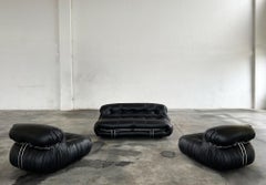 Afra & Tobia Scarpa Ensemble de salon Soriana pour Cassina, noir, 1969, set de 3