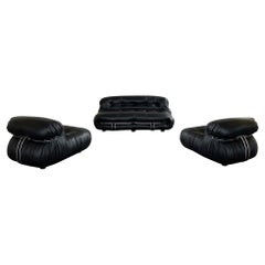 Afra & Tobia Scarpa "Soriana" Set da soggiorno per Cassina, Nero, 1969, Set di 3