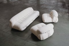 Afra & Tobia Scarpa "Soriana" Lounge Set for Cassina, Ivory, 1969, Set of 3