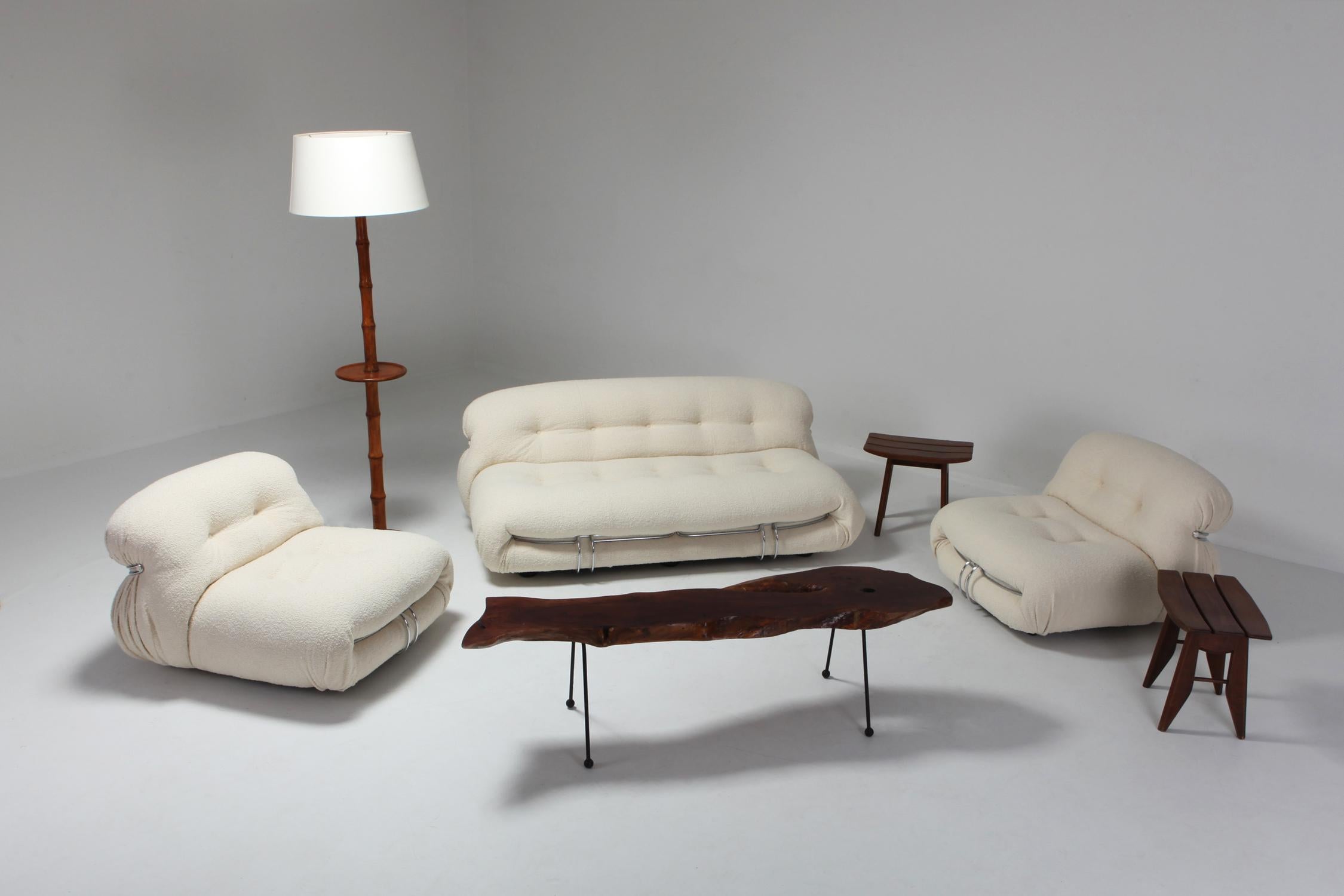 Post-Modern Afra & Tobia Scarpa 'Soriana' Living Room Set in Cream Wool