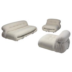 Afra & Tobia Scarpa 'Soriana' Living Room Set in Cream Wool