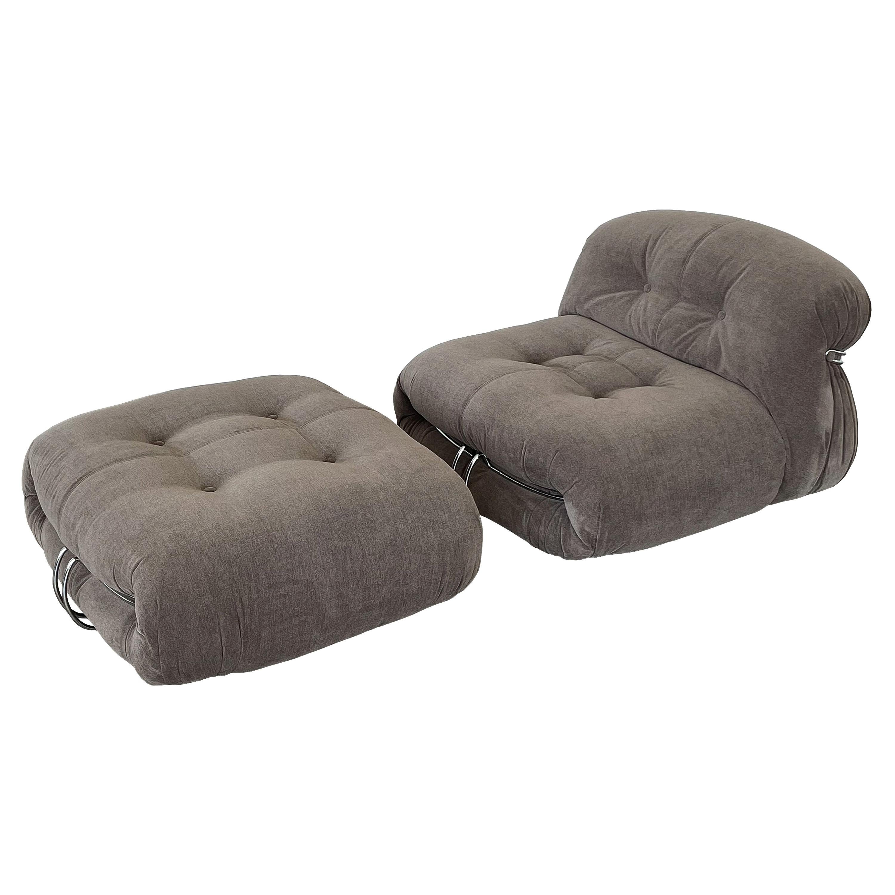 Afra & Tobia Scarpa "Soriana" Lounge Chair and Ottoman Set for Cassina