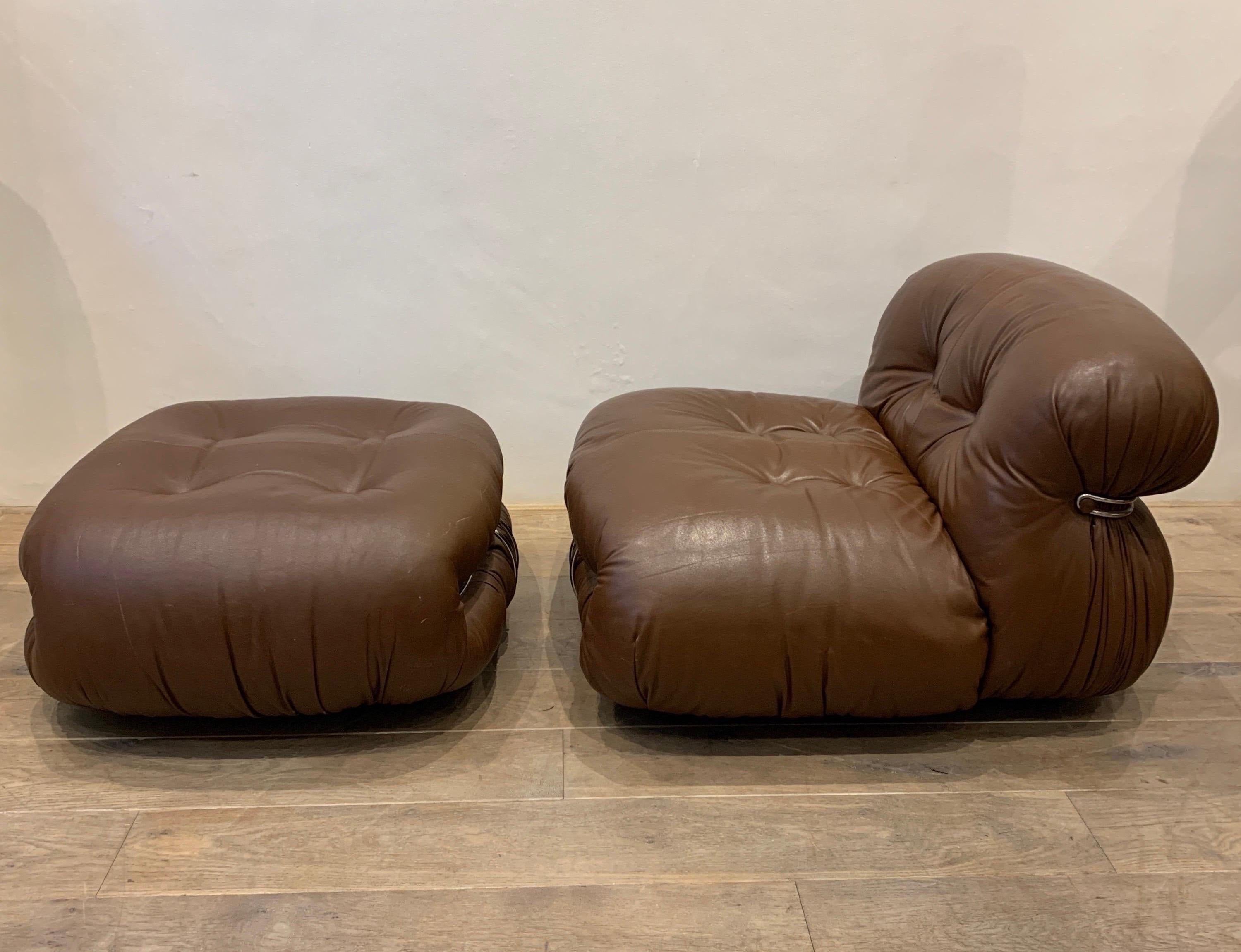 maroon leather ottoman