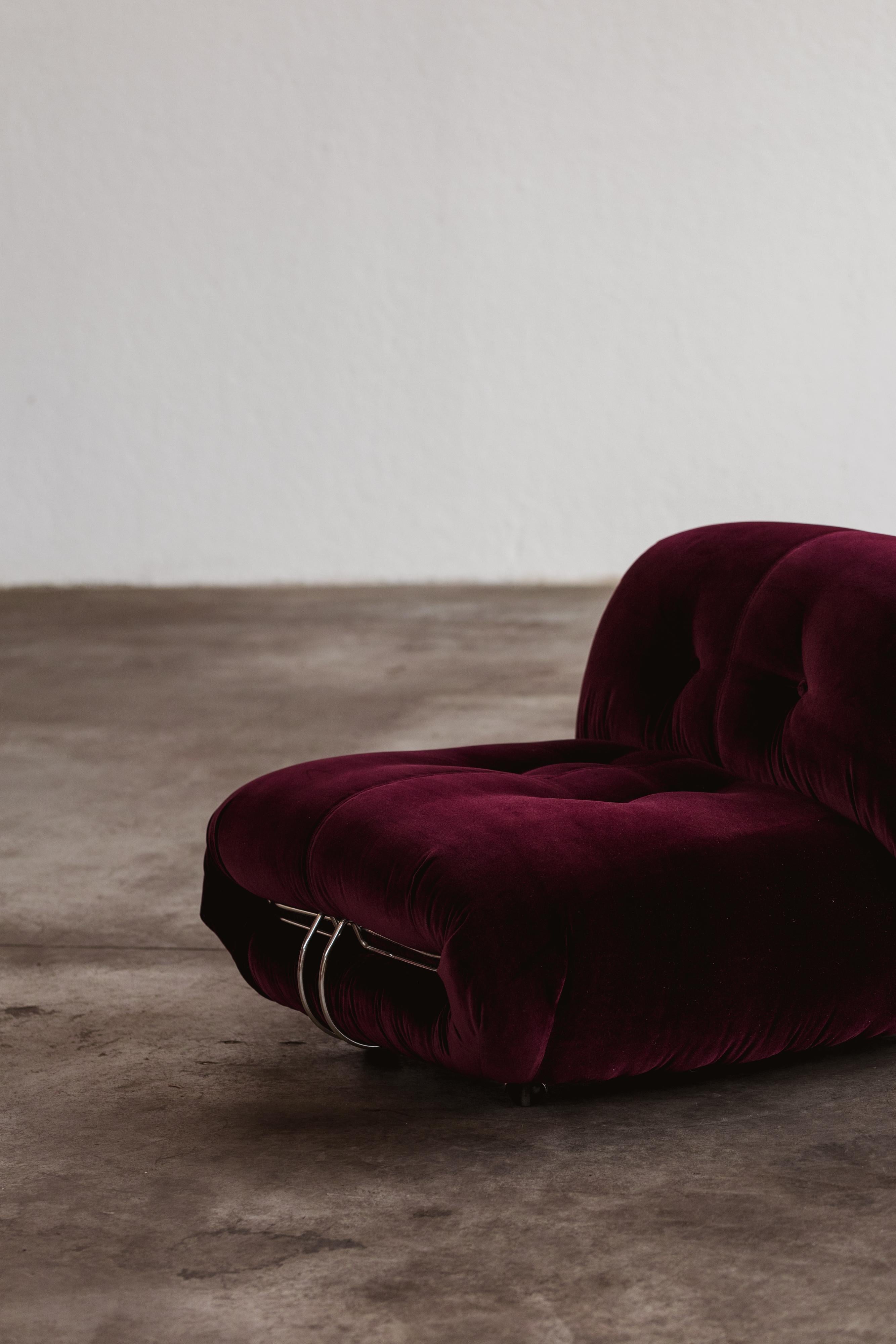 Afra & Tobia Scarpa Soriana Stühle für Cassina, Burgunderrot, 1969, 2er-Set, Set im Angebot 3