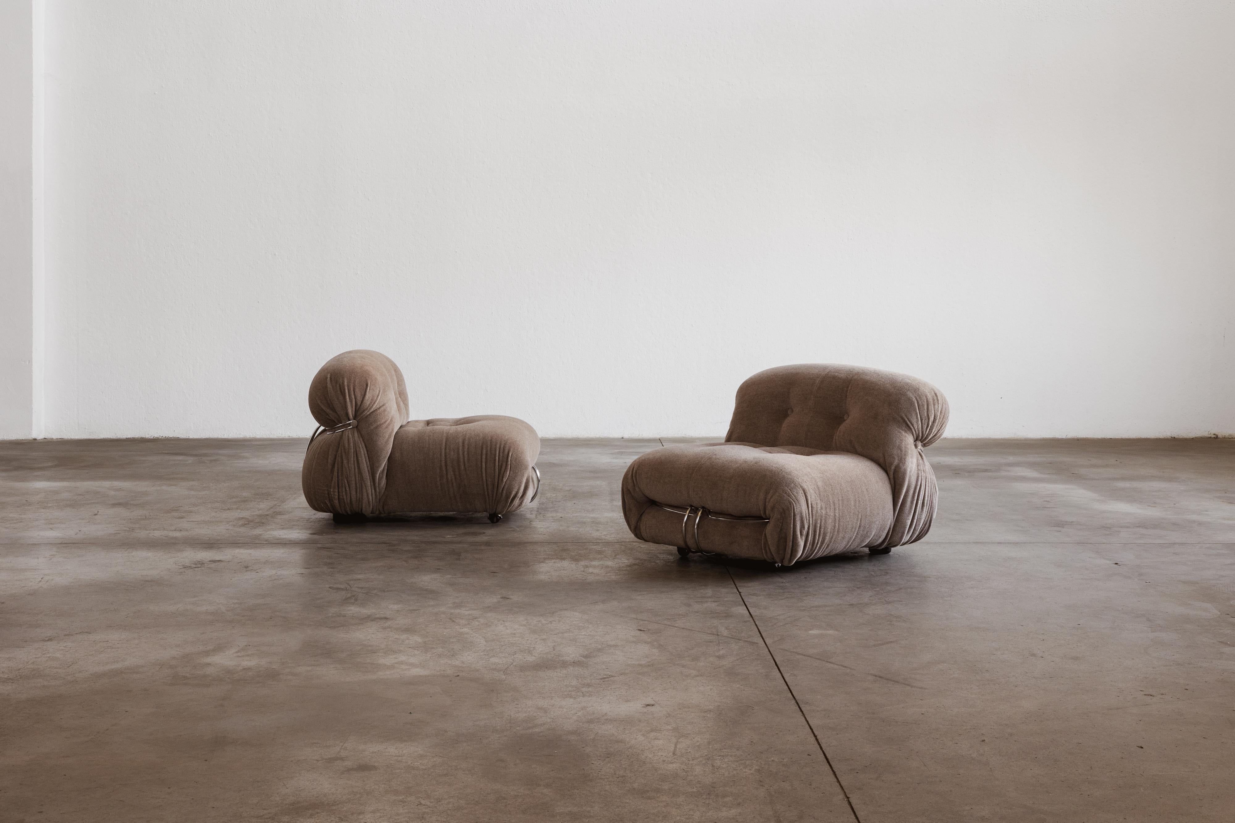 Afra & Tobia Scarpa Soriana-Stühle für Cassina, Alpakawolle, 1969, 2er-Set, Set im Angebot 4
