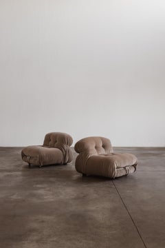 Afra & Tobia Scarpa “Soriana” Chairs for Cassina, Alpaca Wool, 1969, Set of 2