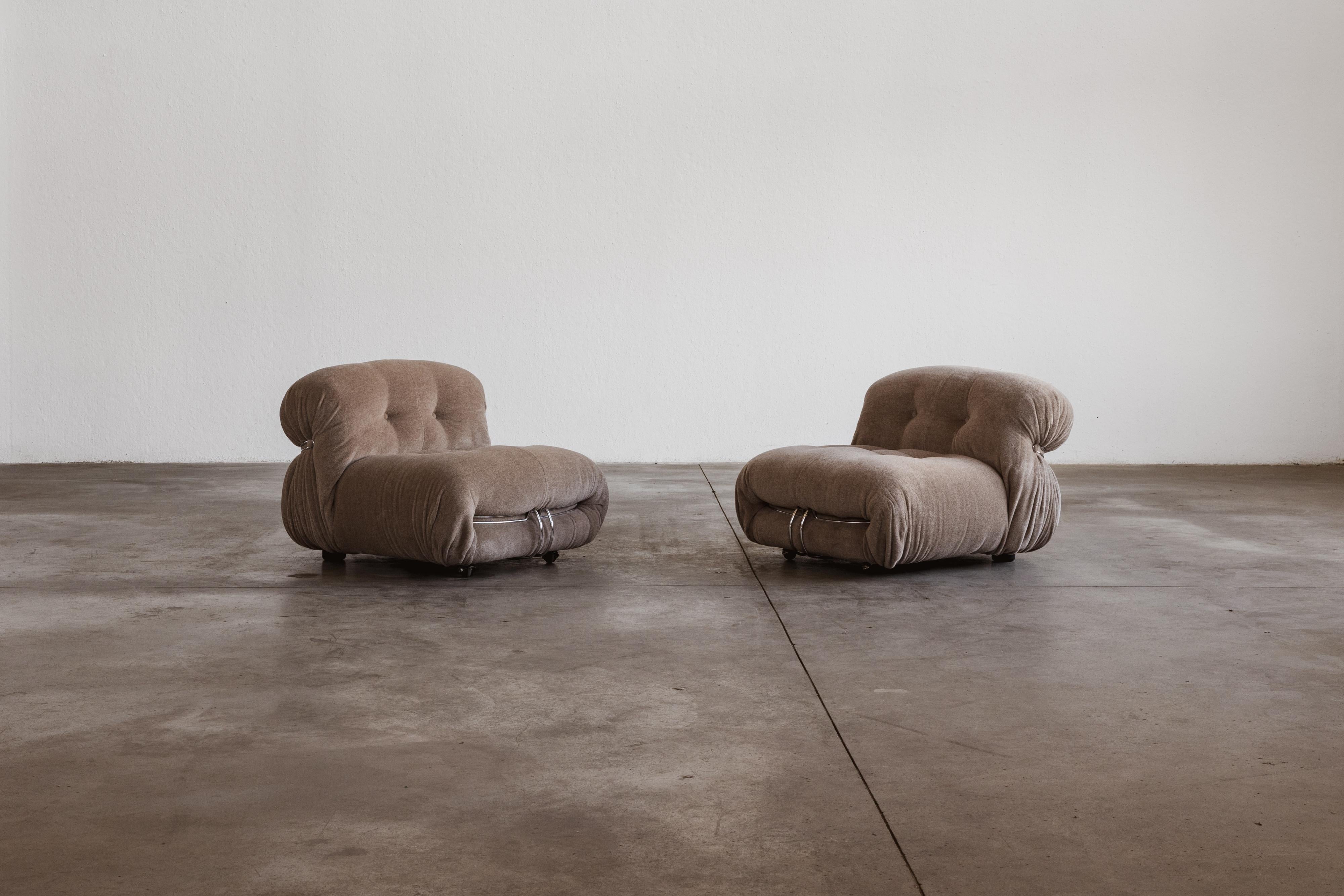 Afra & Tobia Scarpa Soriana-Stühle für Cassina, Alpakawolle, 1969, 2er-Set, Set (Italienisch) im Angebot