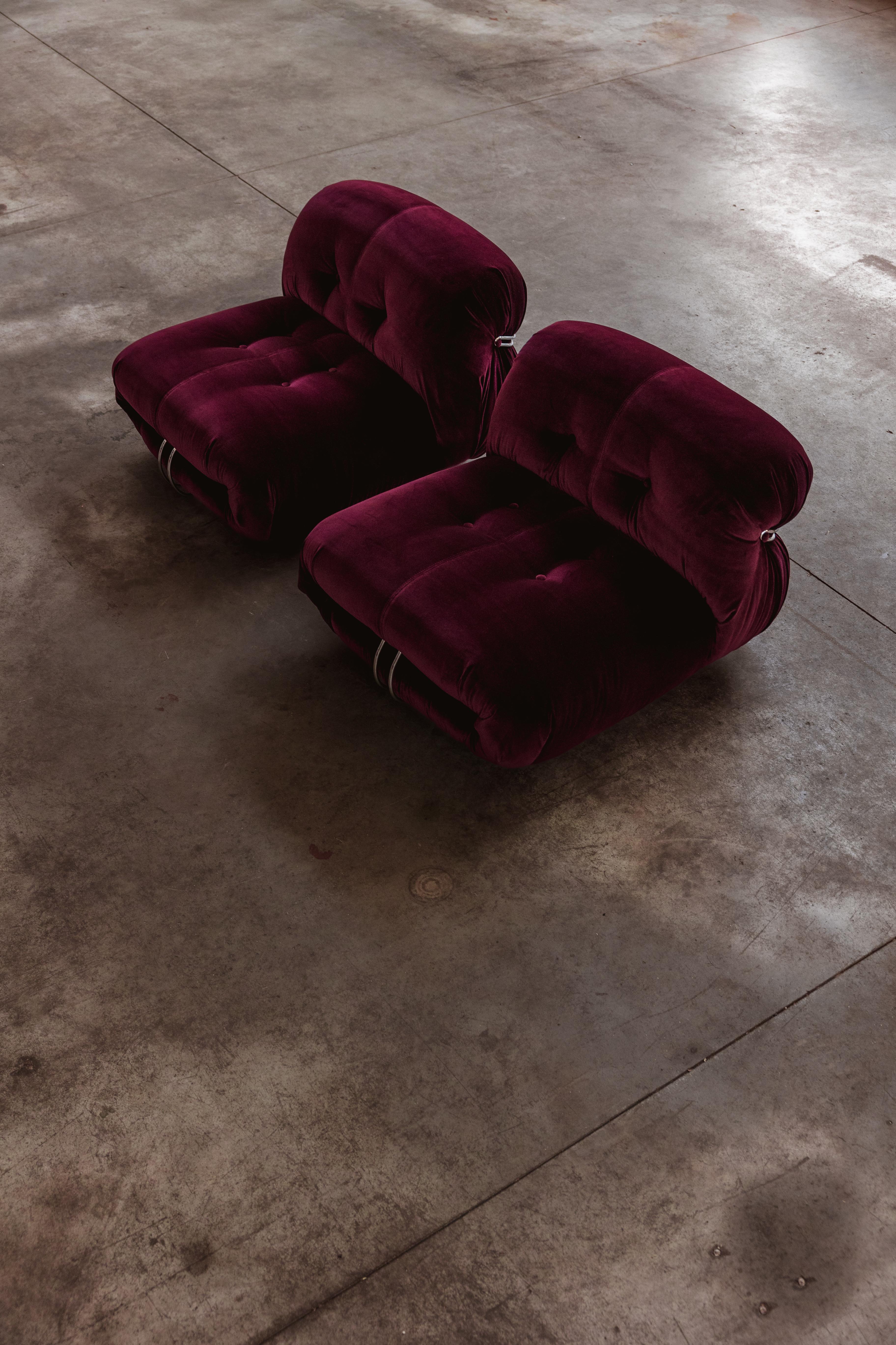 Afra & Tobia Scarpa Soriana Stühle für Cassina, Burgunderrot, 1969, 2er-Set, Set im Angebot 2