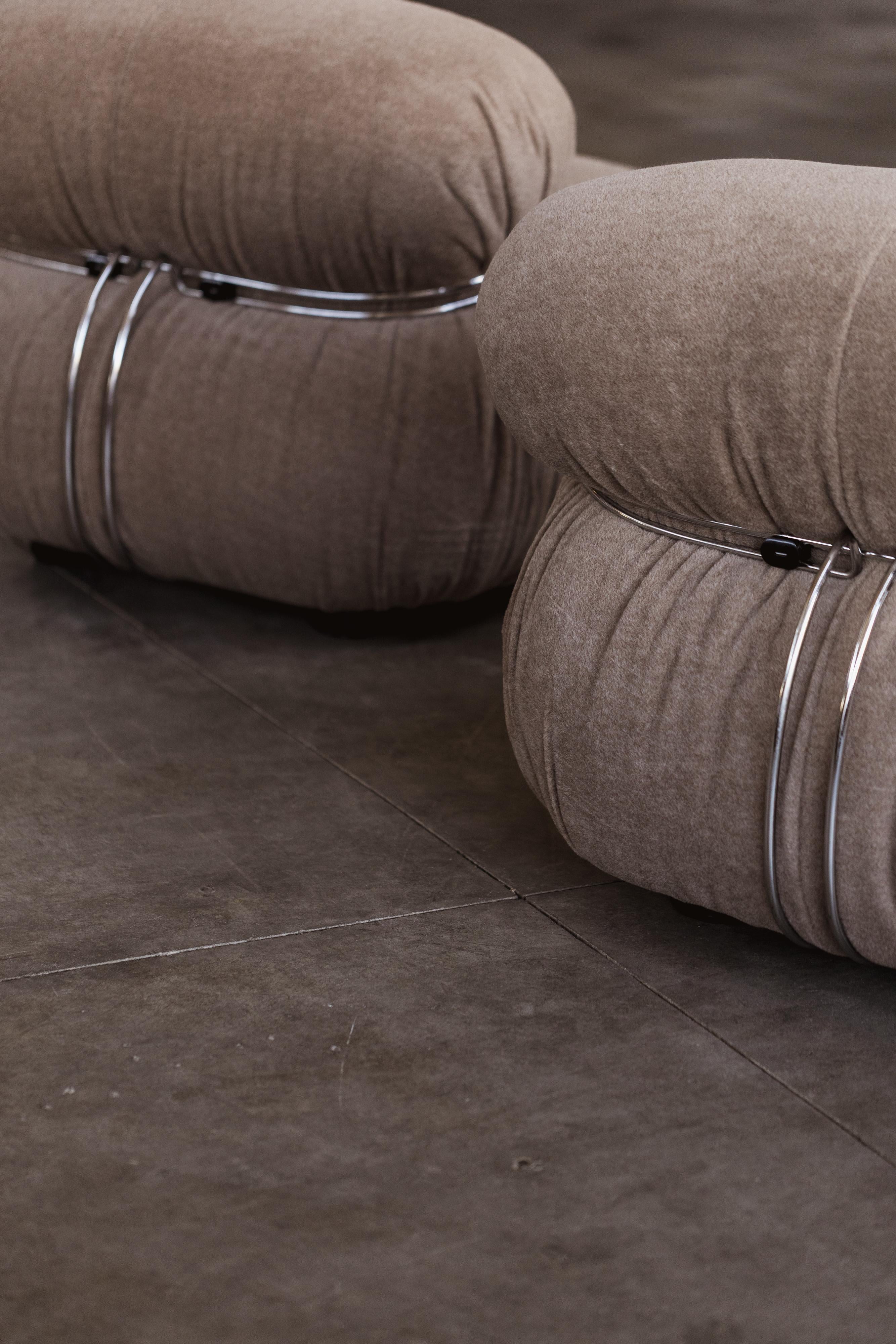 Afra & Tobia Scarpa Soriana-Stühle für Cassina, Alpakawolle, 1969, 2er-Set, Set im Angebot 2