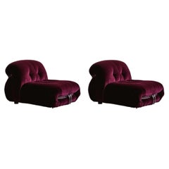 Afra & Tobia Scarpa “Soriana” Chairs for Cassina, Burgundy, 1969, Set of 2