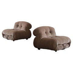 Afra & Tobia Scarpa “Soriana” Chairs for Cassina, Alpaca Wool, 1969, Set of 2