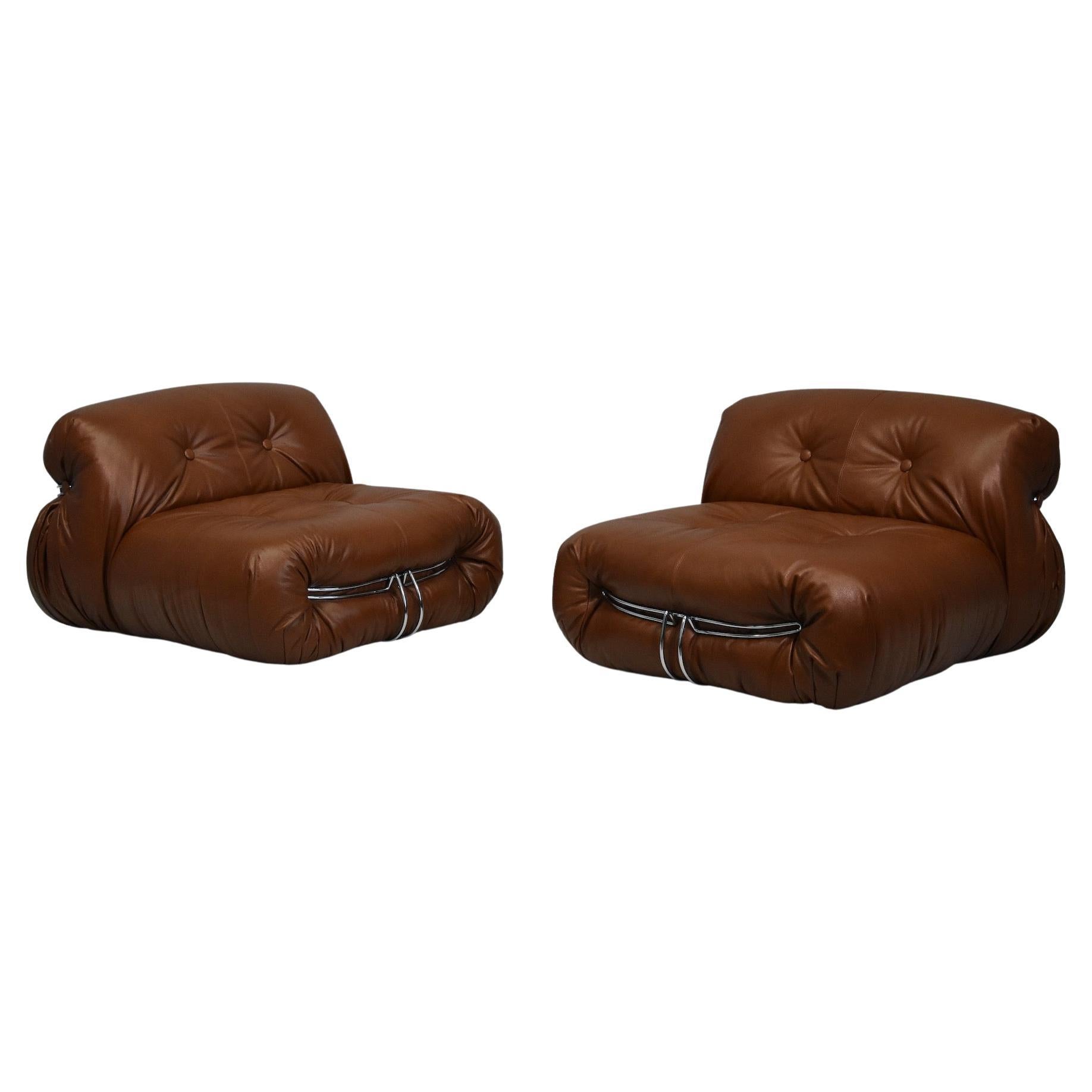 Afra & Tobia Scarpa "Soriana" Lounge Chairs for Cassina, 1969, Set of 2