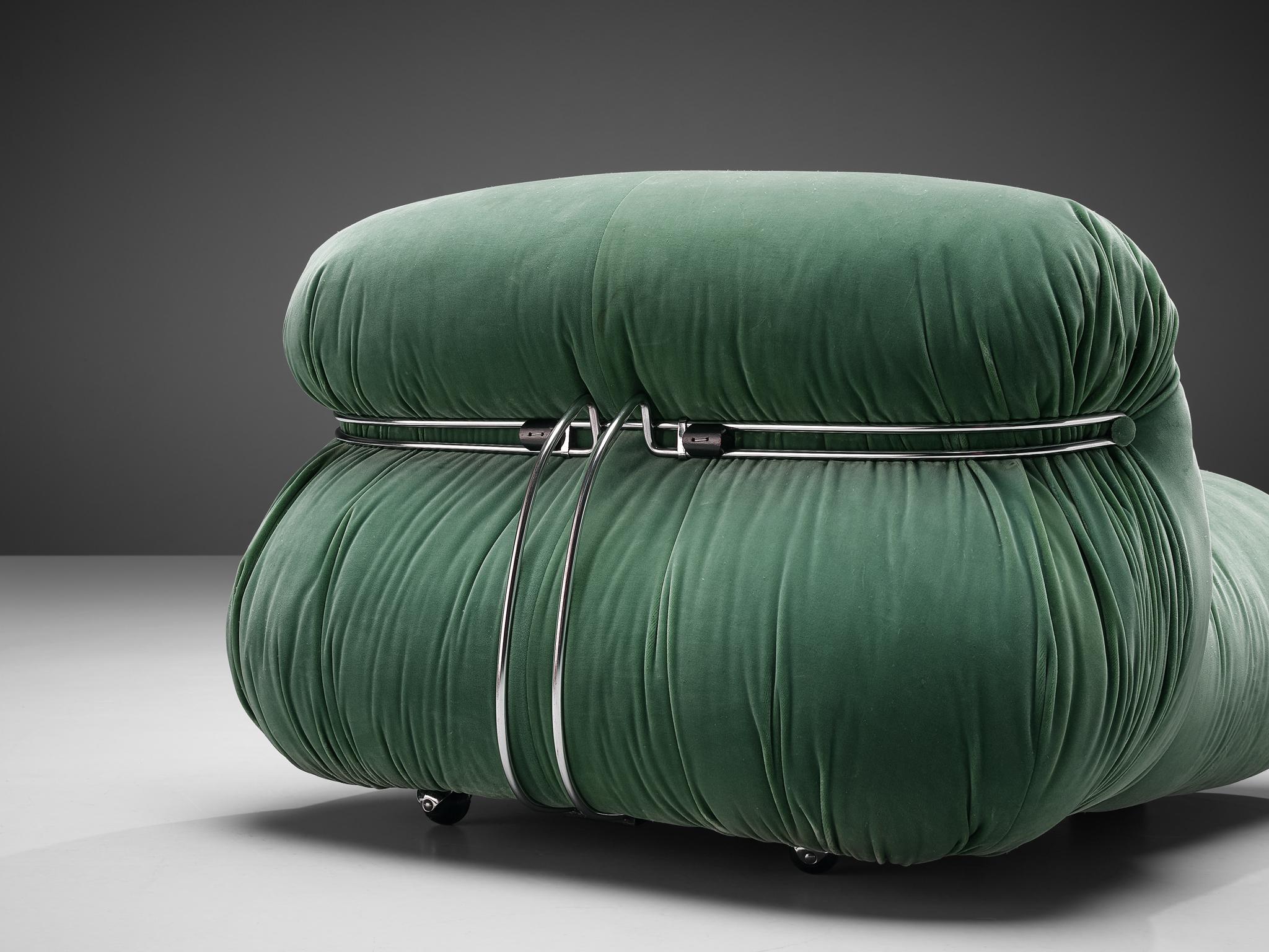 Mid-Century Modern Afra & Tobia Scarpa fauteuils de salon « Soriana » en tissu de velours vert