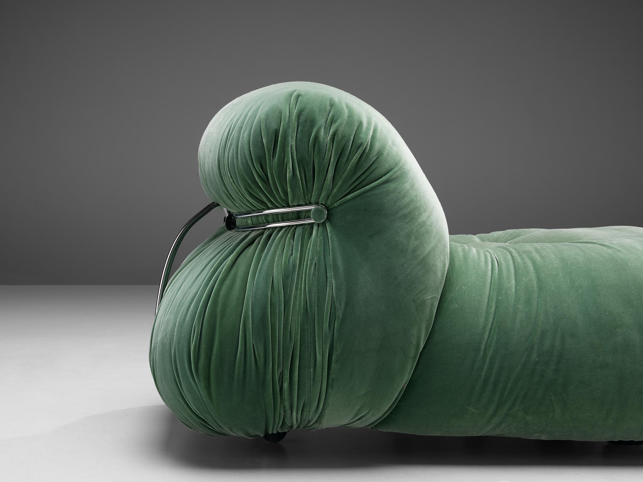 Métal Afra & Tobia Scarpa fauteuils de salon « Soriana » en tissu de velours vert