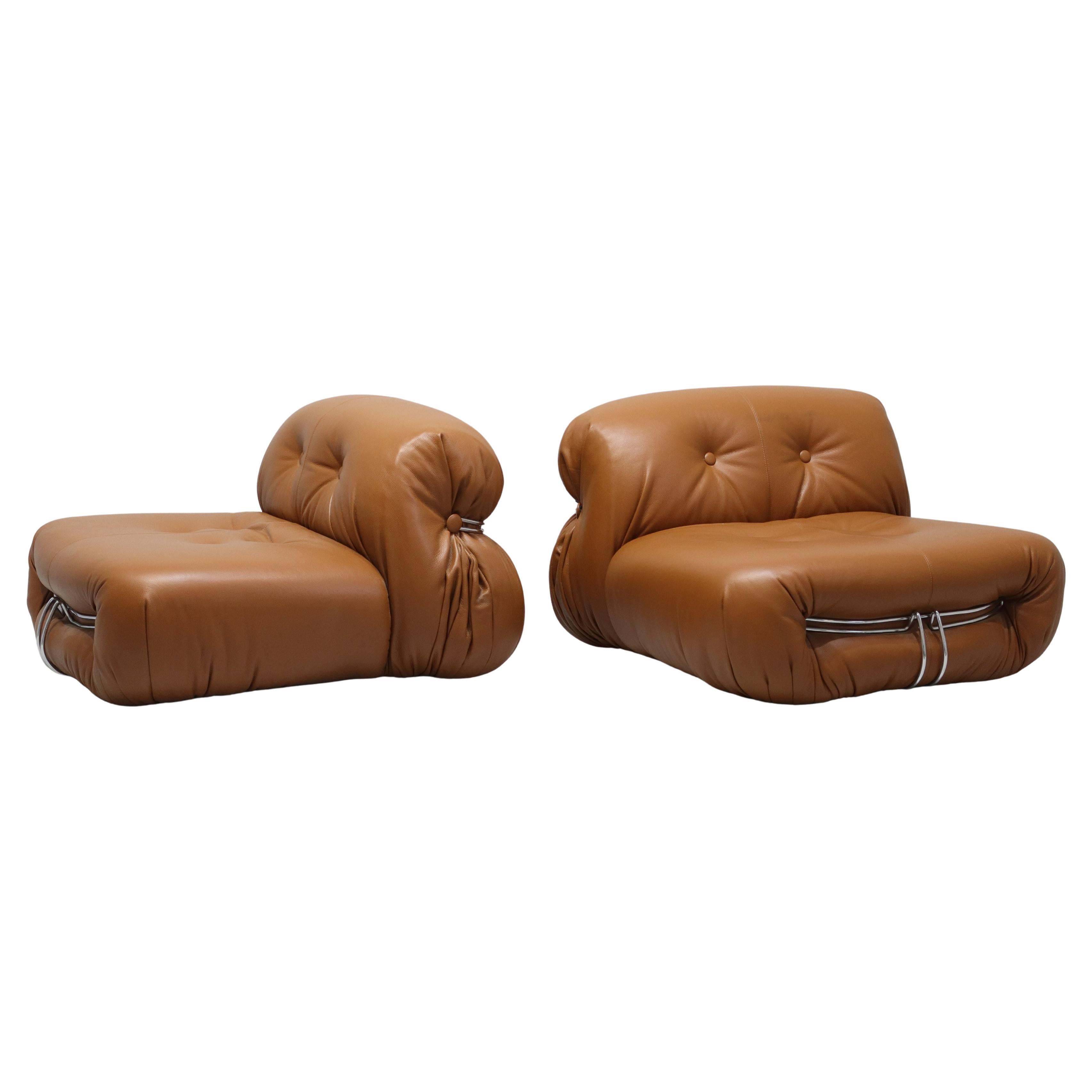 Afra 
Tobia Scarpa "Soriana" Loungesessel aus Leder für Cassina, 1969