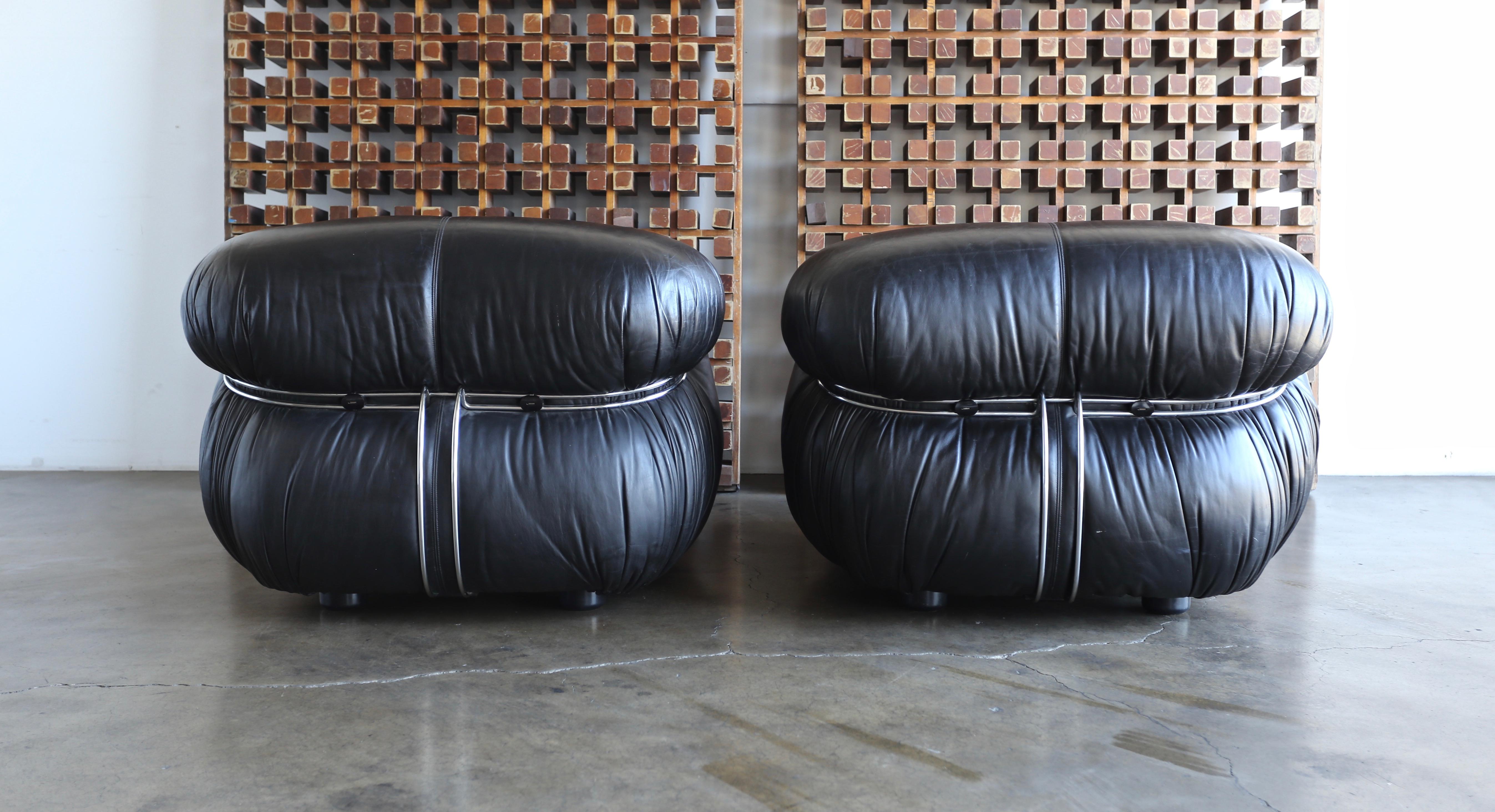 Afra & Tobia Scarpa Soriana Lounge Chairs and Ottoman for Cassina, circa 1975 3