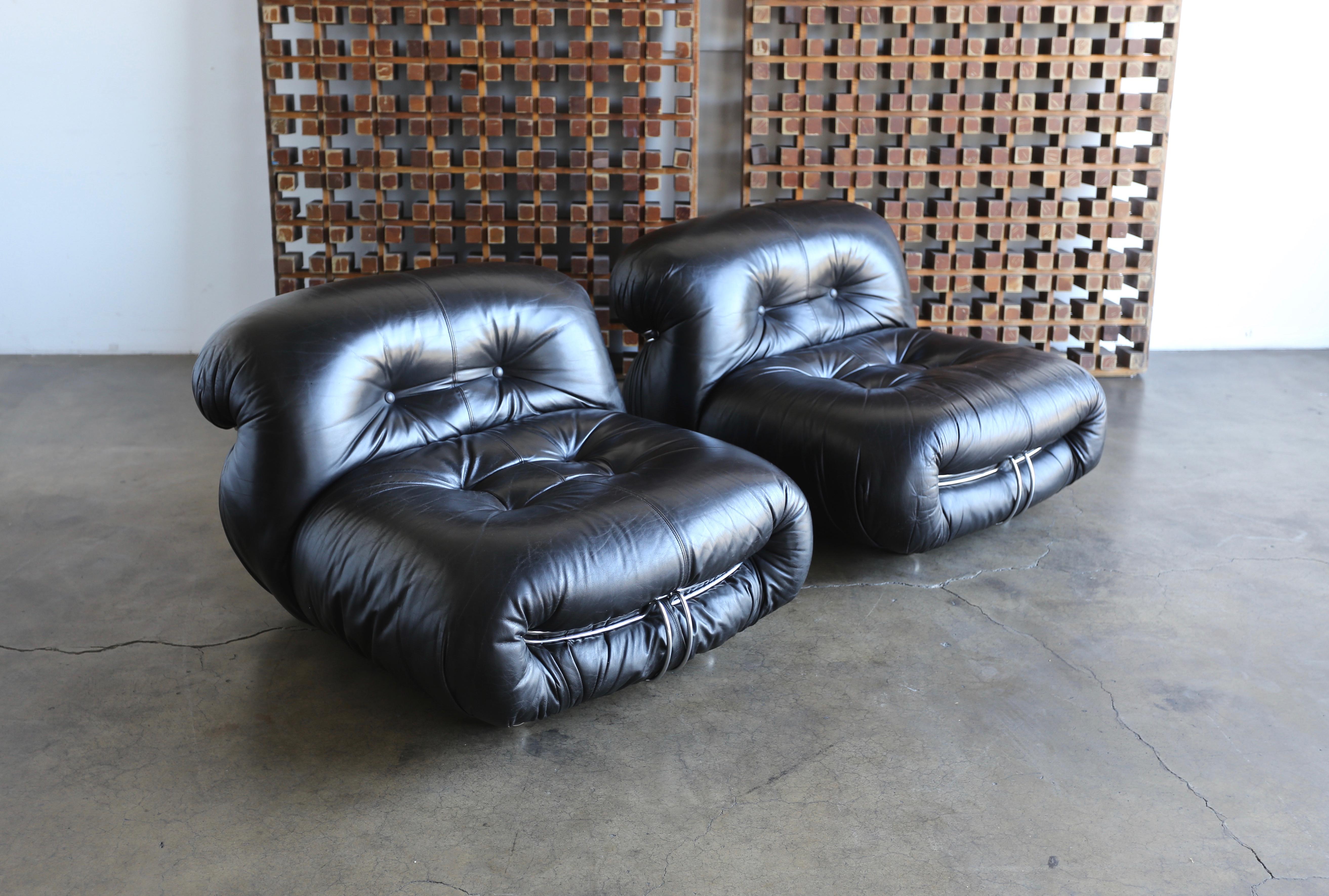 American Afra & Tobia Scarpa Soriana Lounge Chairs and Ottoman for Cassina, circa 1975
