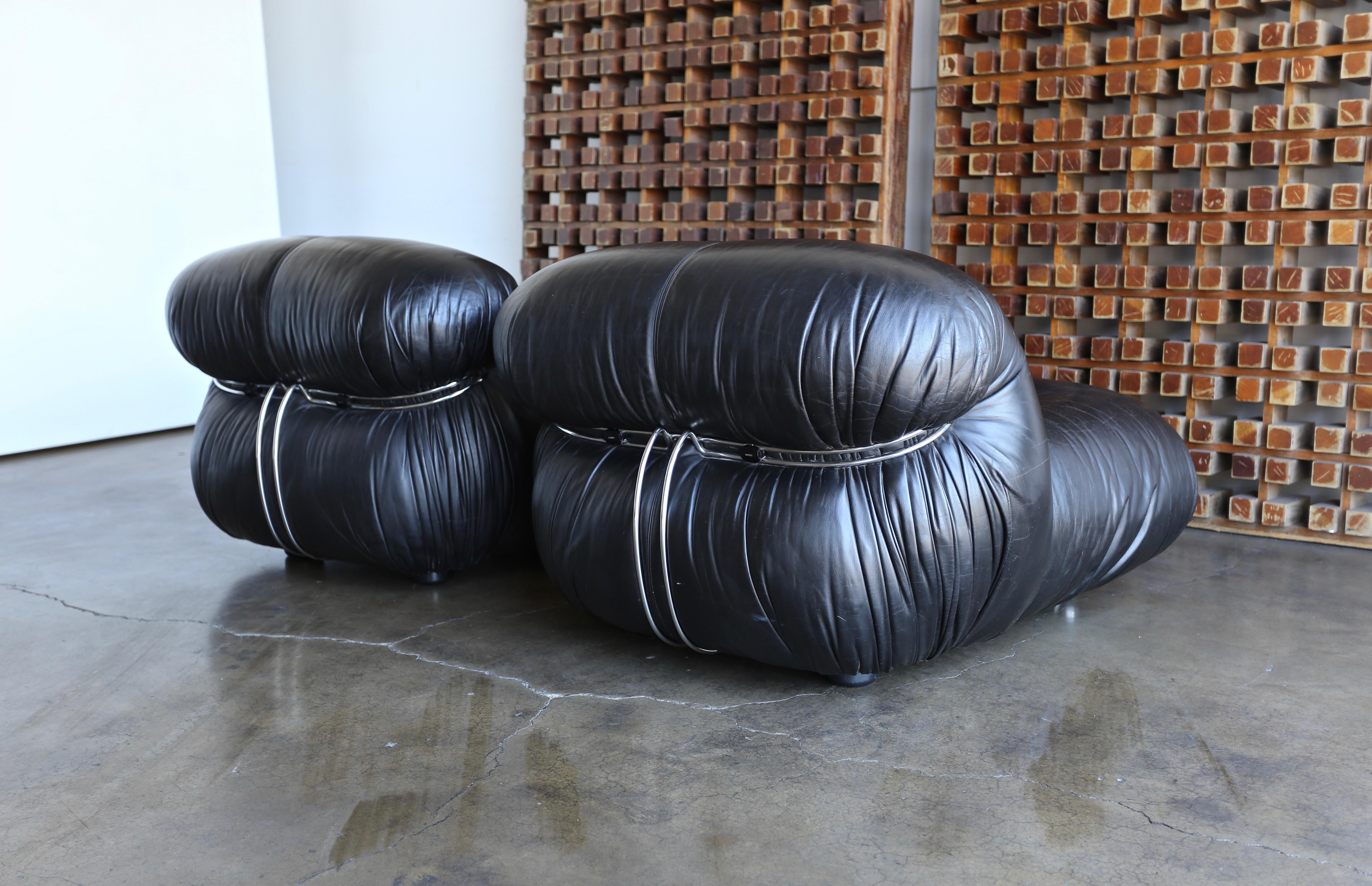 Afra & Tobia Scarpa Soriana Lounge Chairs and Ottoman for Cassina, circa 1975 5