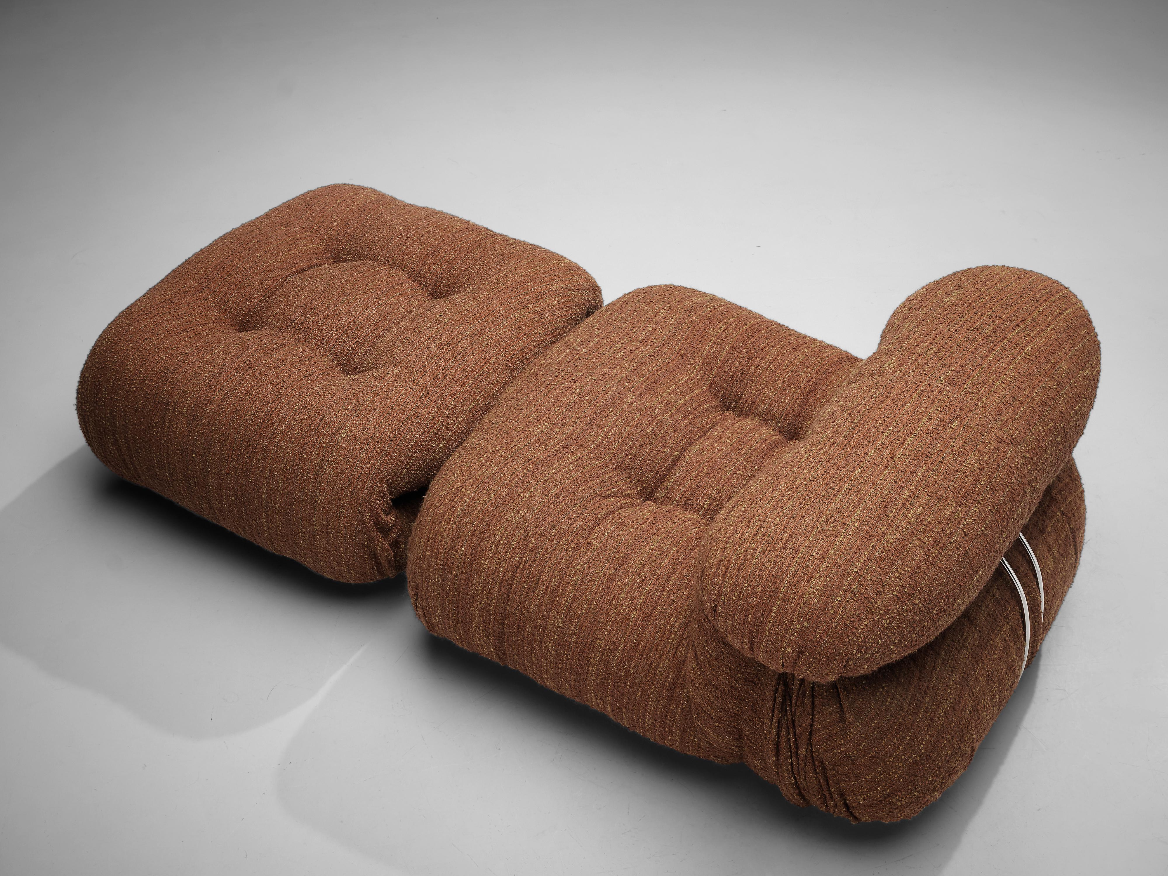 Afra & Tobia Scarpa 'Soriana' Lounge Chairs with Ottoman in Brown Upholstery 3
