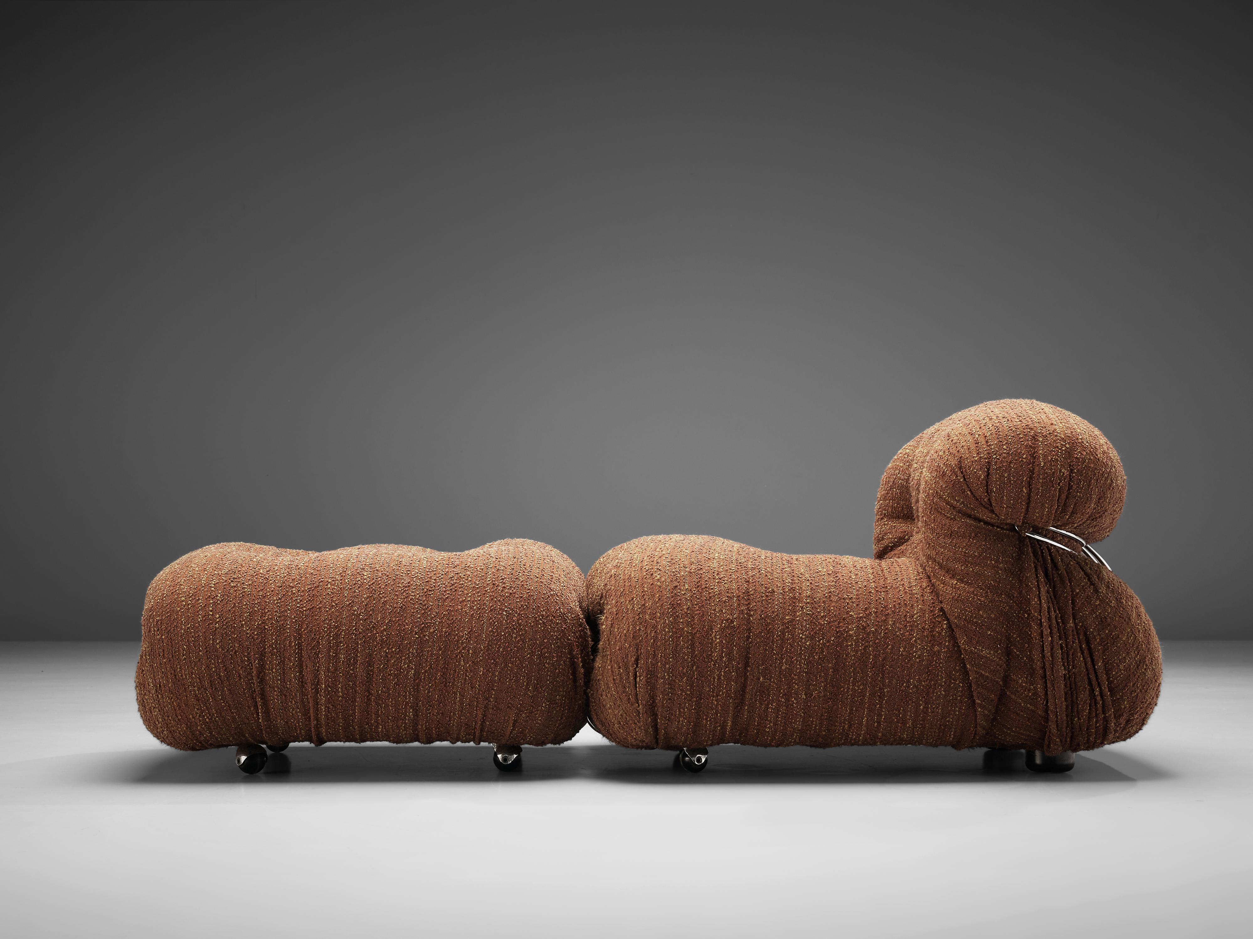 Afra & Tobia Scarpa 'Soriana' Lounge Chairs with Ottoman in Brown Upholstery 2