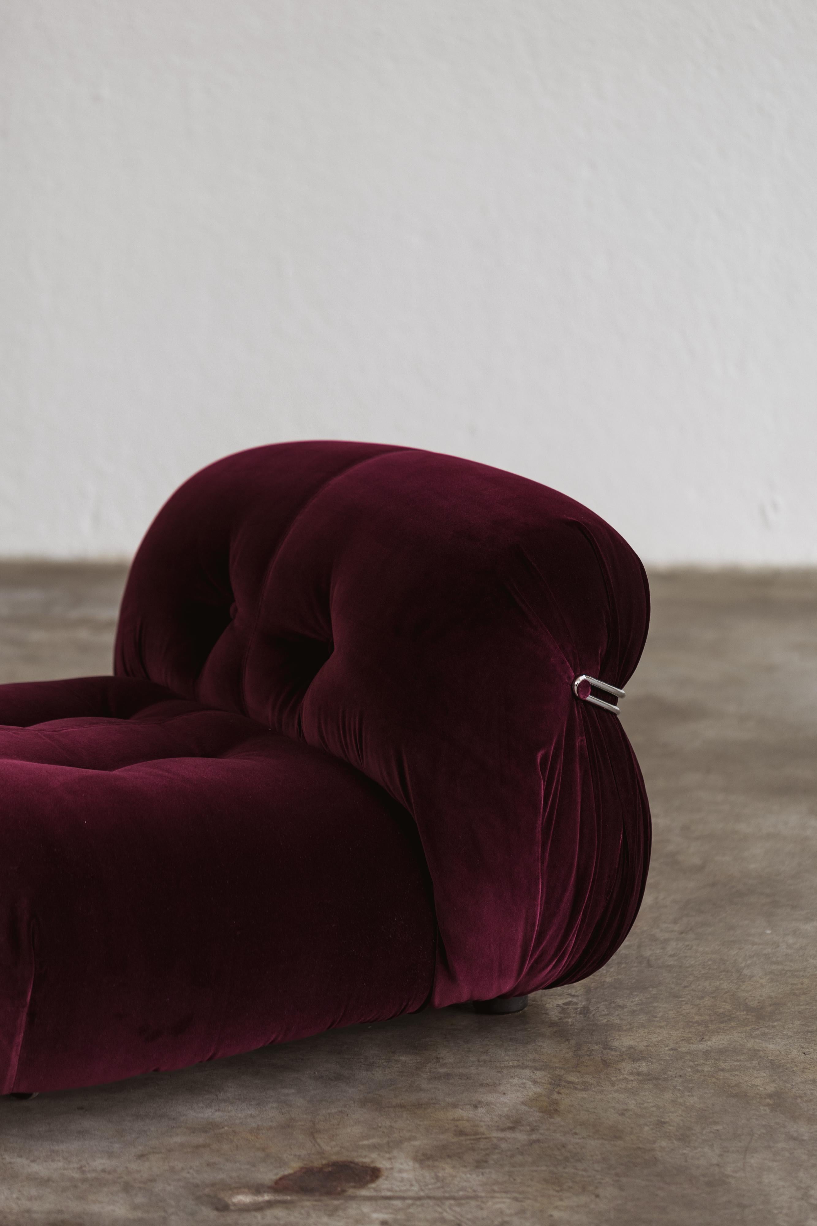 Chrome Ensemble de 3 pièces Afra & Tobia Scarpa Soriana pour Cassina, Bourgogne, 1969 en vente