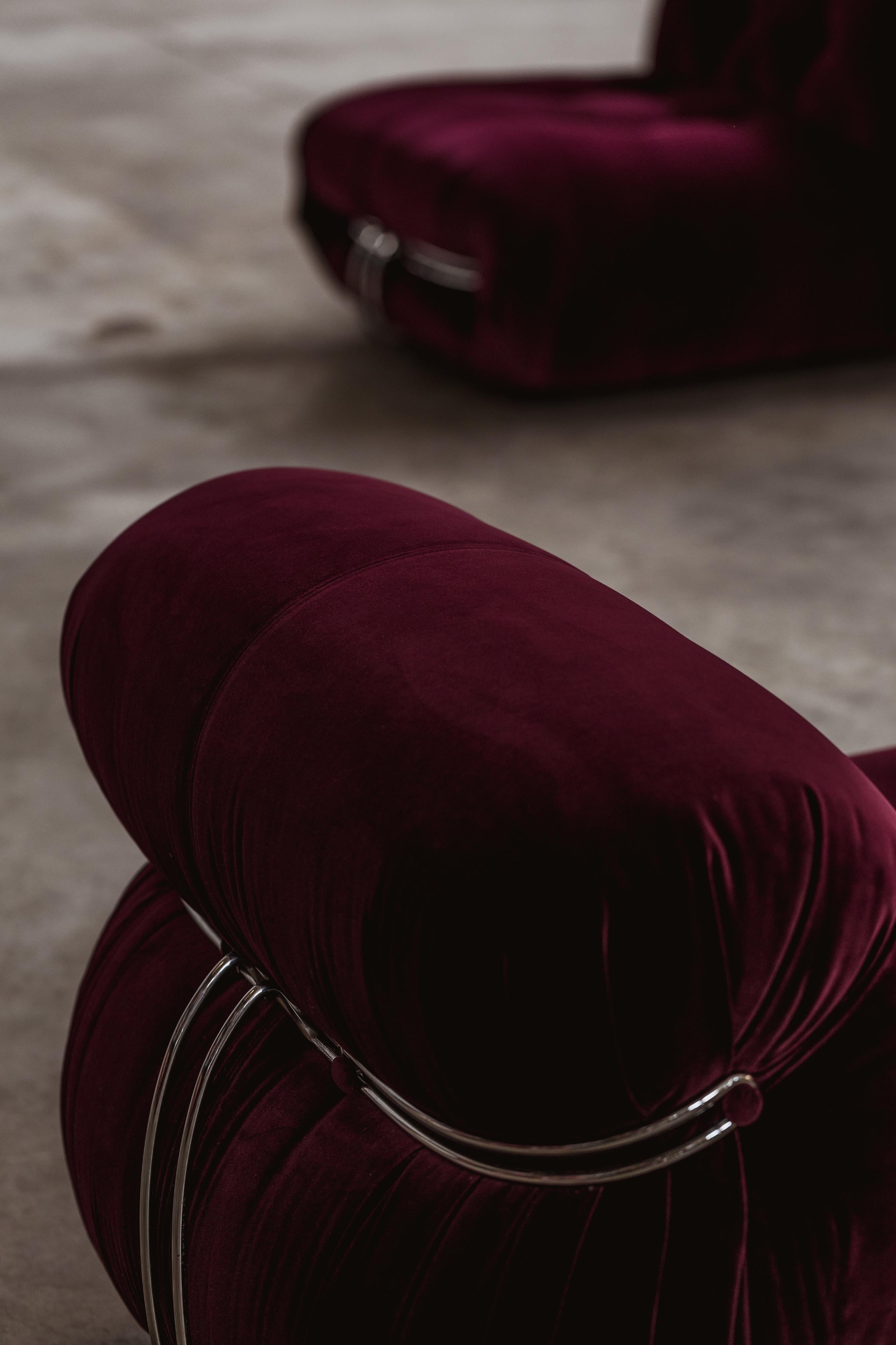 Ensemble de 3 pièces Afra & Tobia Scarpa Soriana pour Cassina, Bourgogne, 1969 en vente 2