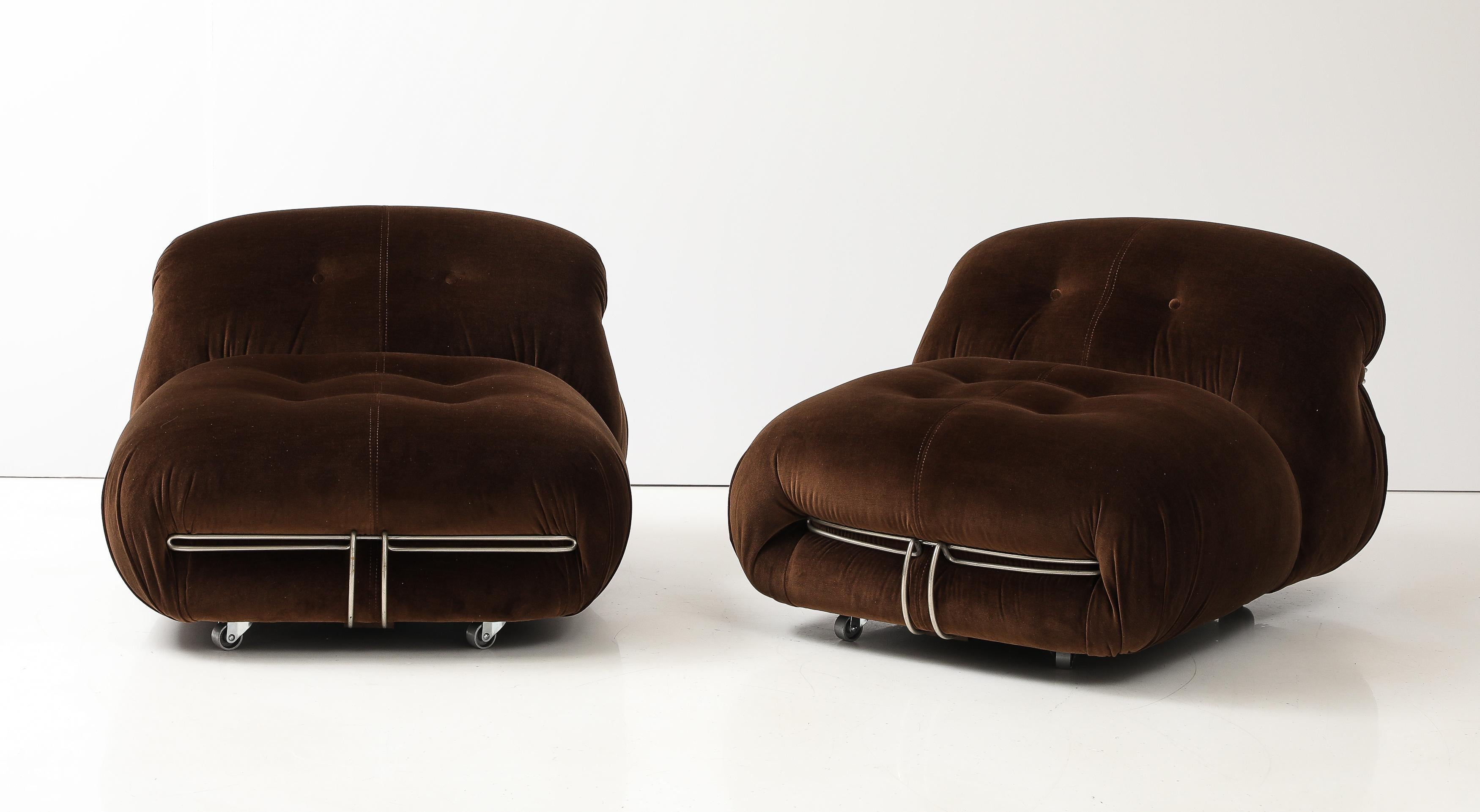 Mid-Century Modern Afra & Tobia Scarpa 'Soriana' Pair of Chairs for Cassina, Italy, 1969 For Sale
