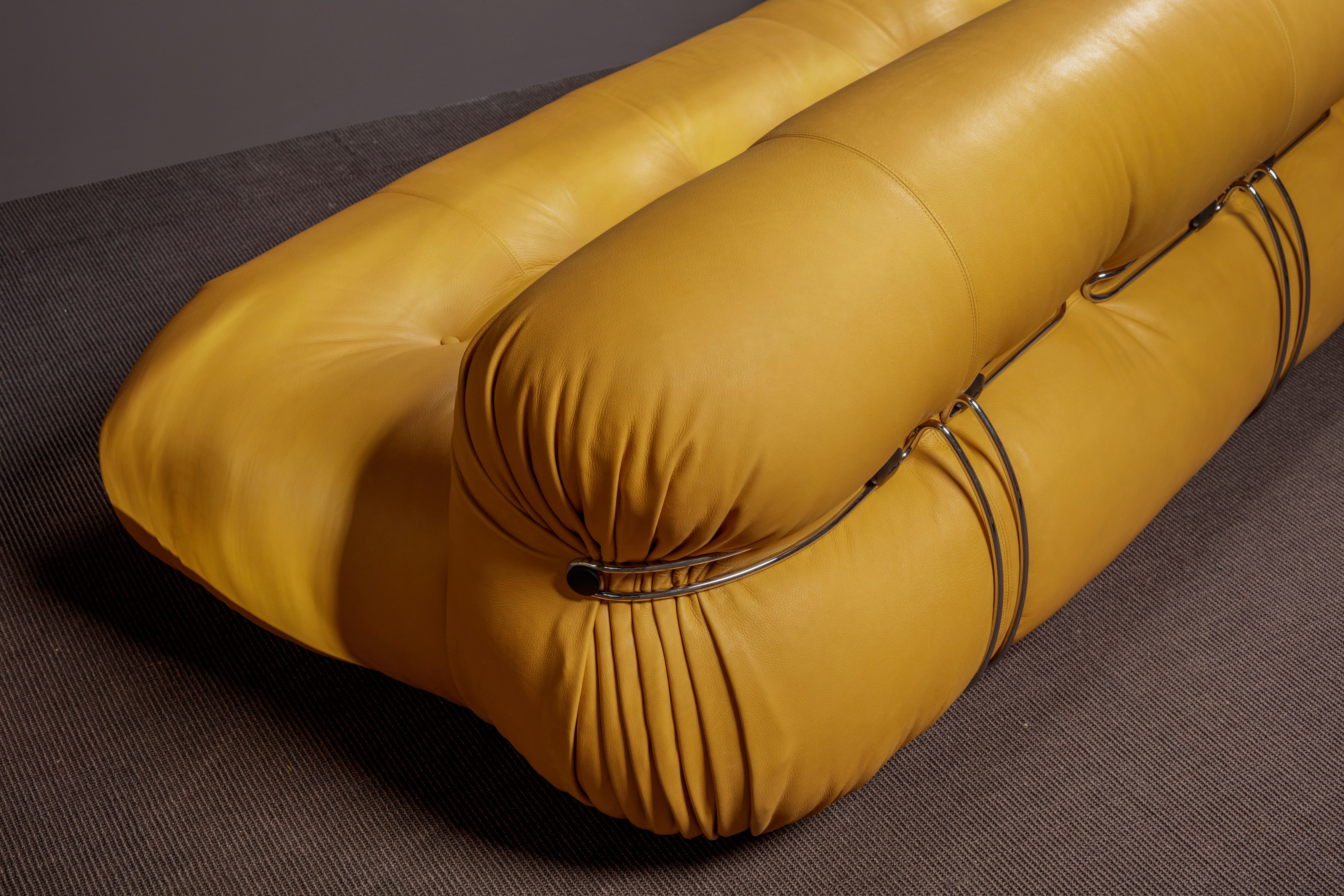 Afra & Tobia Scarpa Soriana Sofa und Ottomane aus hellem Tabakleder von Cassina im Angebot 2