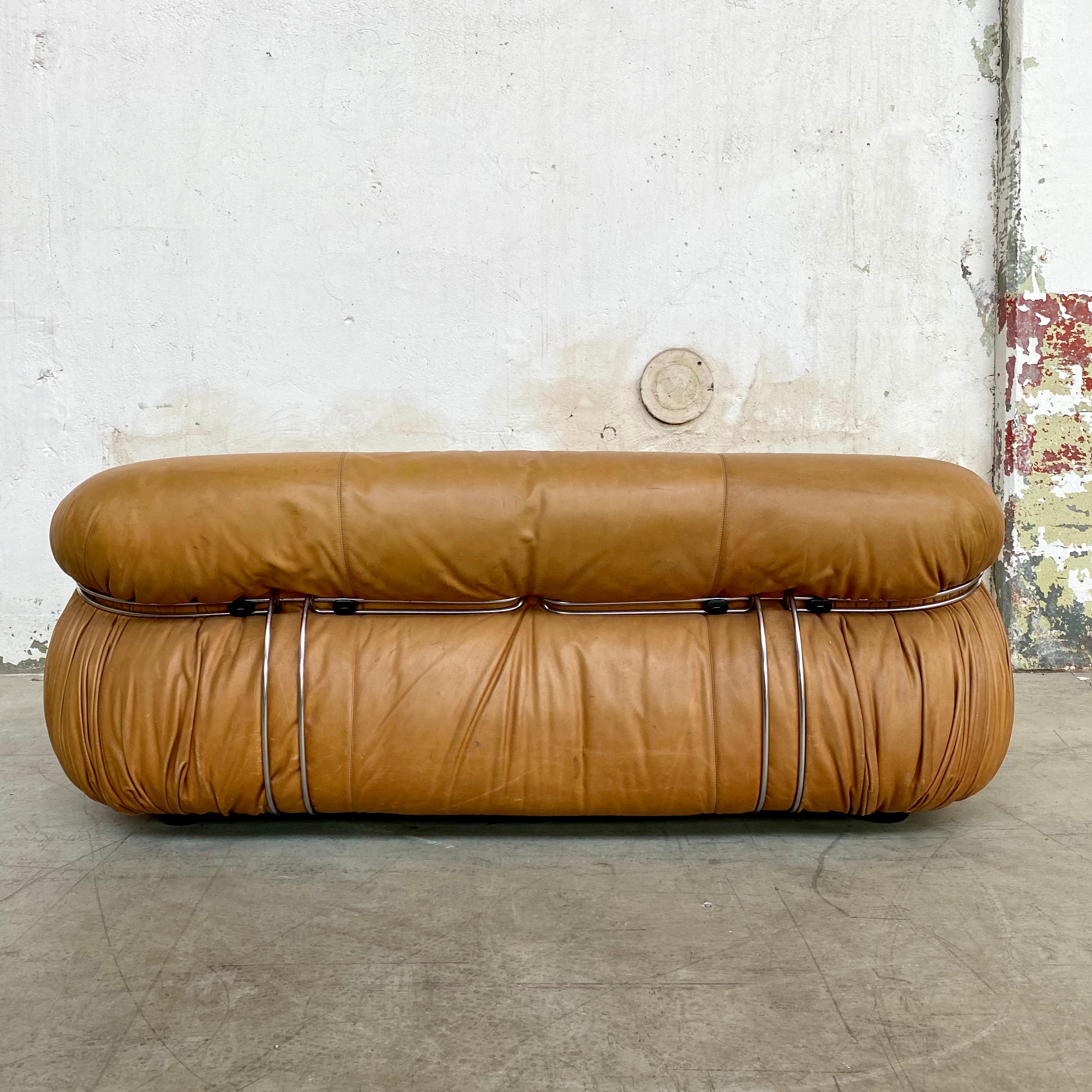 Leather Afra & Tobia Scarpa “Soriana” Sofa for Cassina, 1969