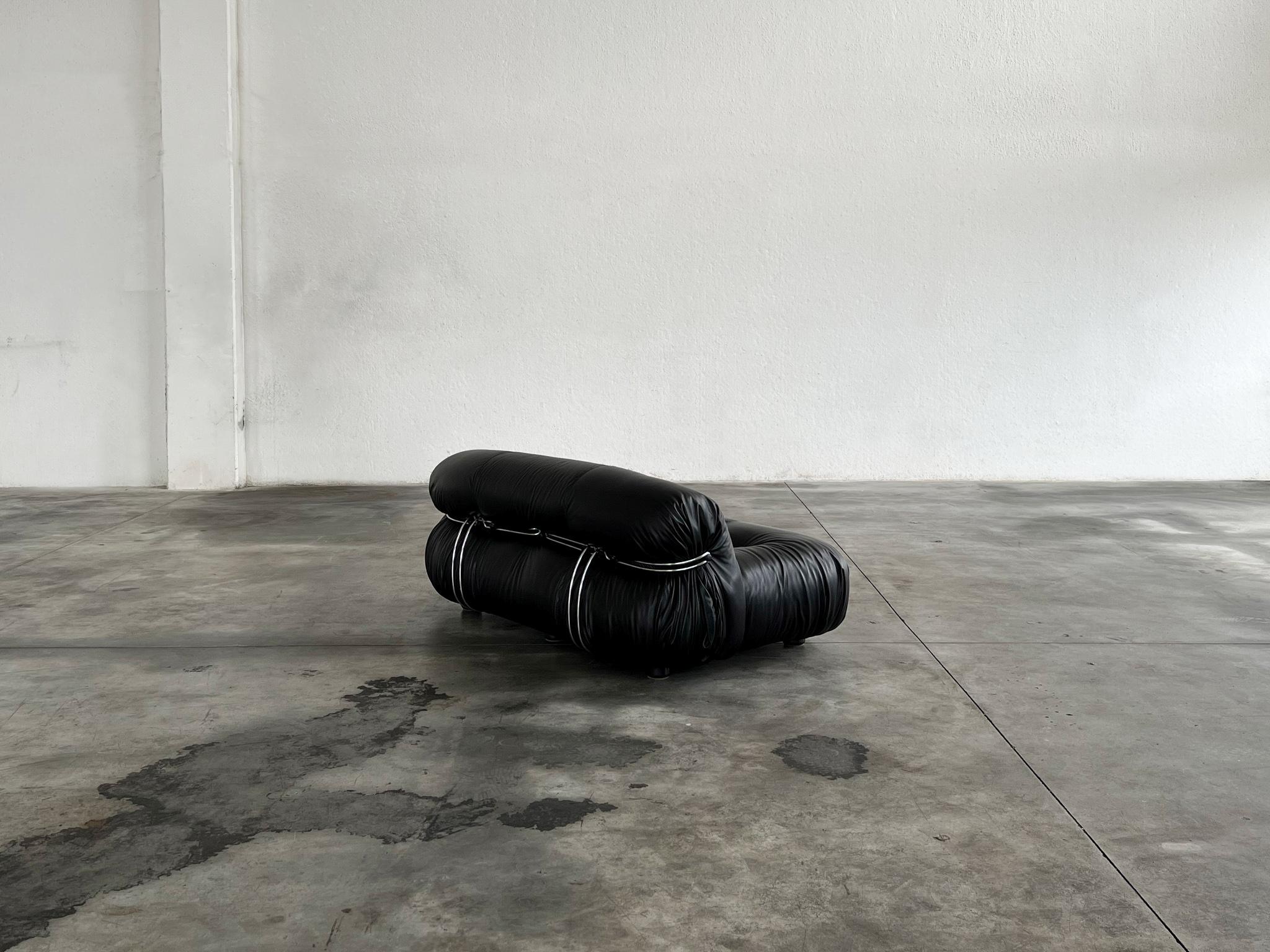 Afra & Tobia Scarpa Canapé Soriana pour Cassina, cuir noir, 1969 en vente 7