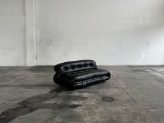 Divano Afra & Tobia Scarpa "Soriana" per Cassina, pelle nera, 1969