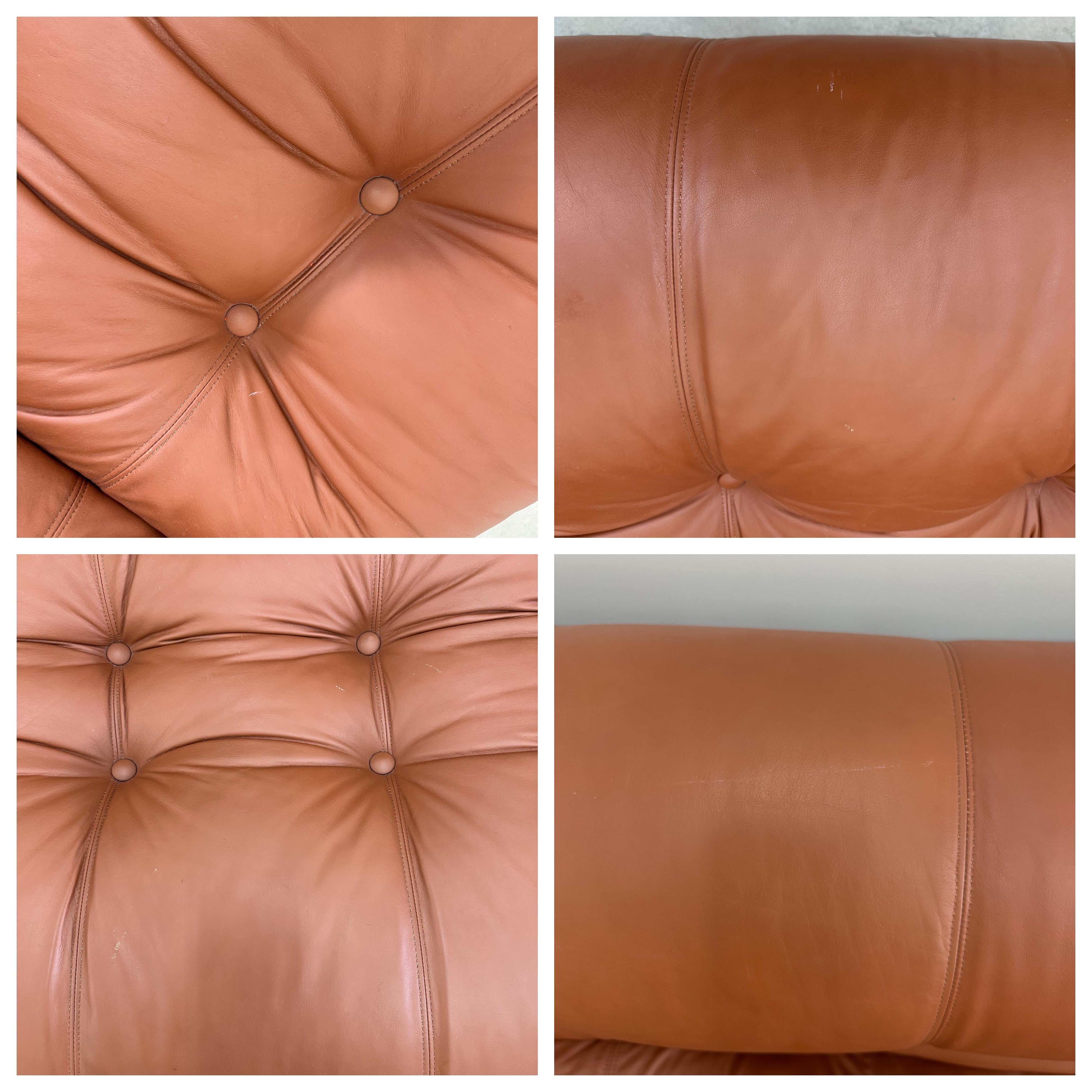 Divano Soriana di Afra & Tobia Scarpa per Cassina - Anni '70, Pelle Cognac in vendita 5