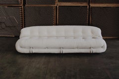 Afra & Tobia Scarpa “Soriana” Sofa for Cassina, Ivory Bouclé, 1969