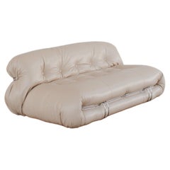 Afra & Tobia Scarpa “Soriana” Sofa for Cassina, Champagne Leather, 1969