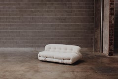 Afra & Tobia Scarpa “Soriana” Sofa for Cassina, Ivory Bouclé, 1969