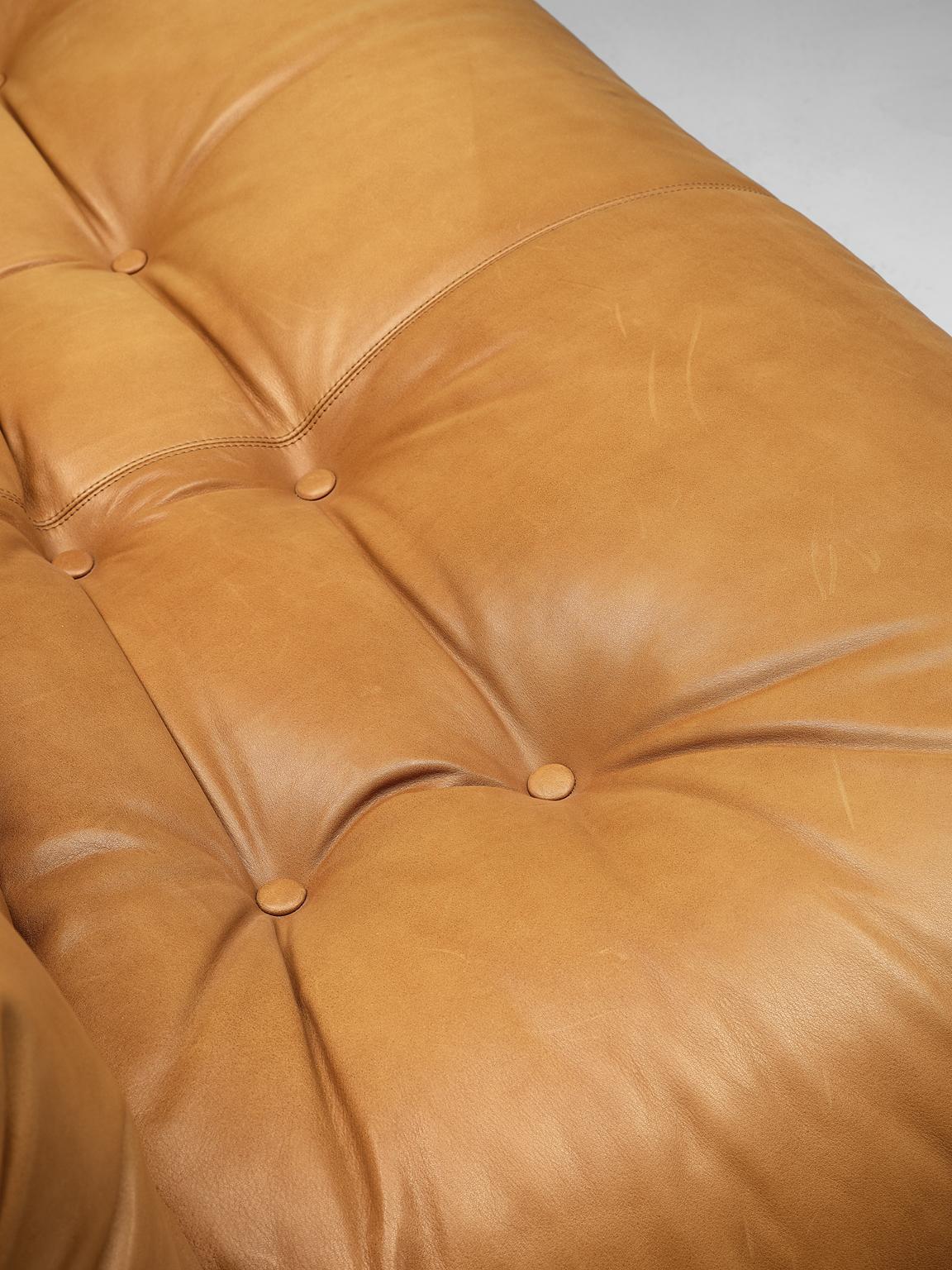 Mid-20th Century Afra & Tobia Scarpa 'Soriana' Sofa in Cognac Leather