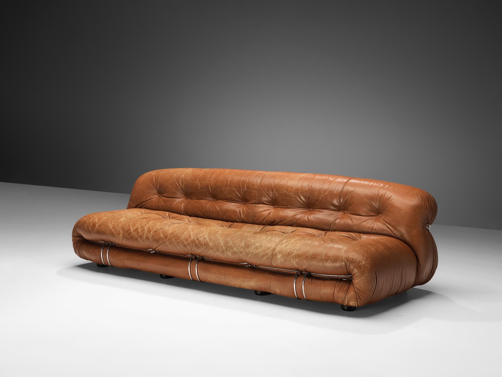 Afra & Tobia Scarpa for Cassina, 'Soriana' sofa, brown leather, metal, Italy, 1969

Iconic sofa by Italian designer couple Afra & Tobia Scarpa. The Soriana proposes a model that institutionalizes the image of the informal sitting where everything