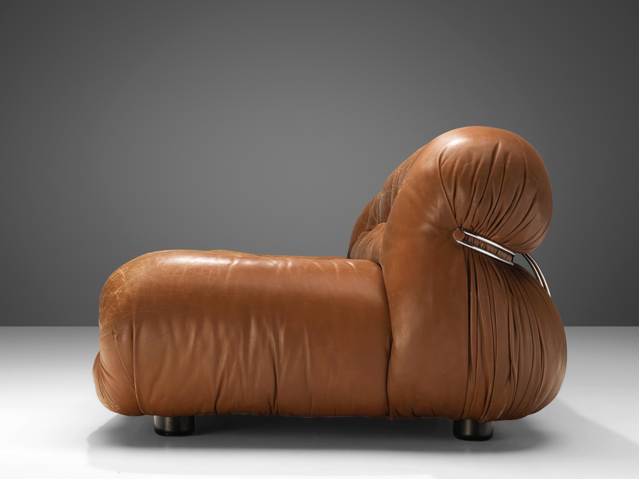 Afra & Tobia Scarpa 'Soriana' Sofa in Patinated Brown Leather 1