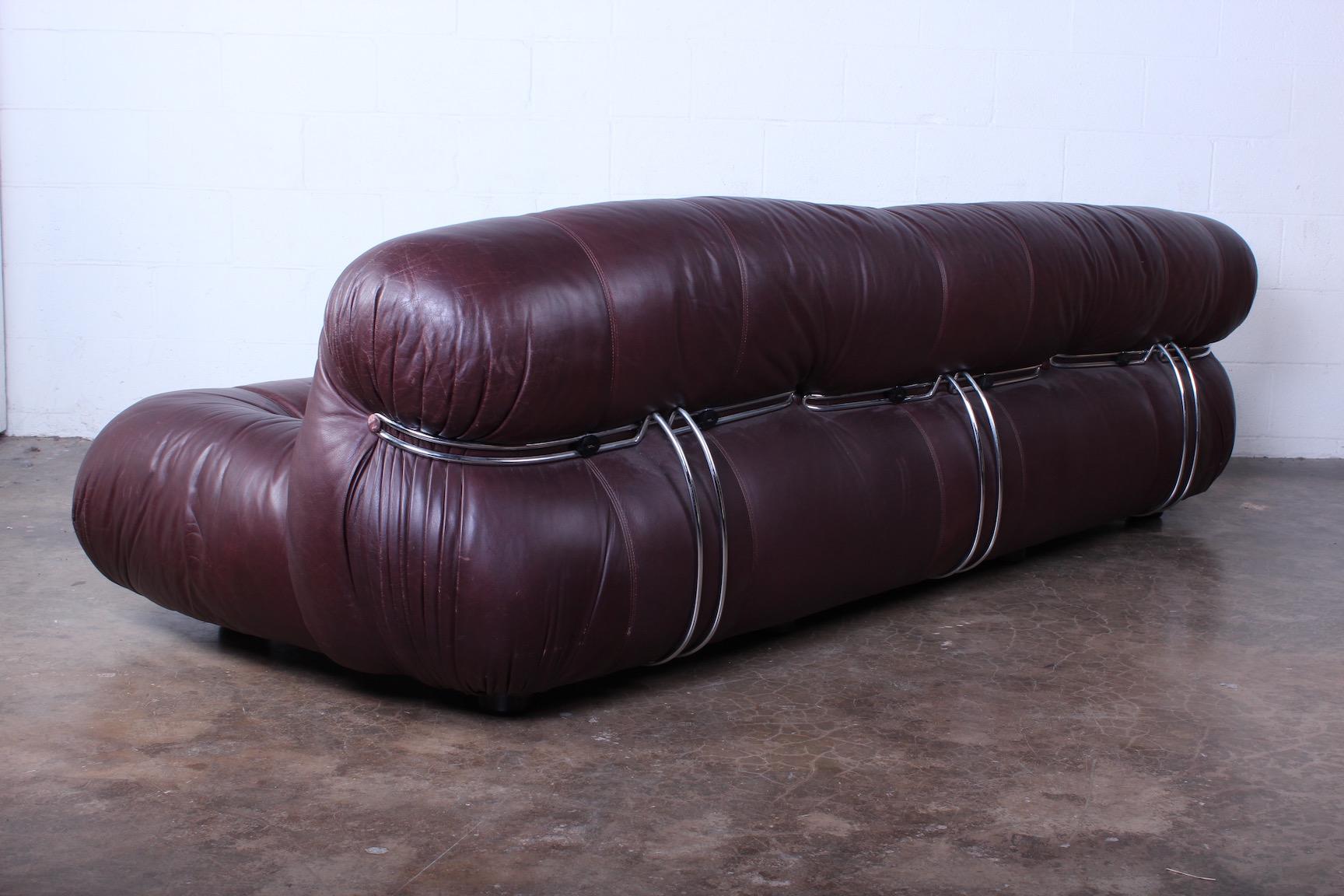 Afra & Tobia Scarpa Soriana Sofa in Patinated Leather 6