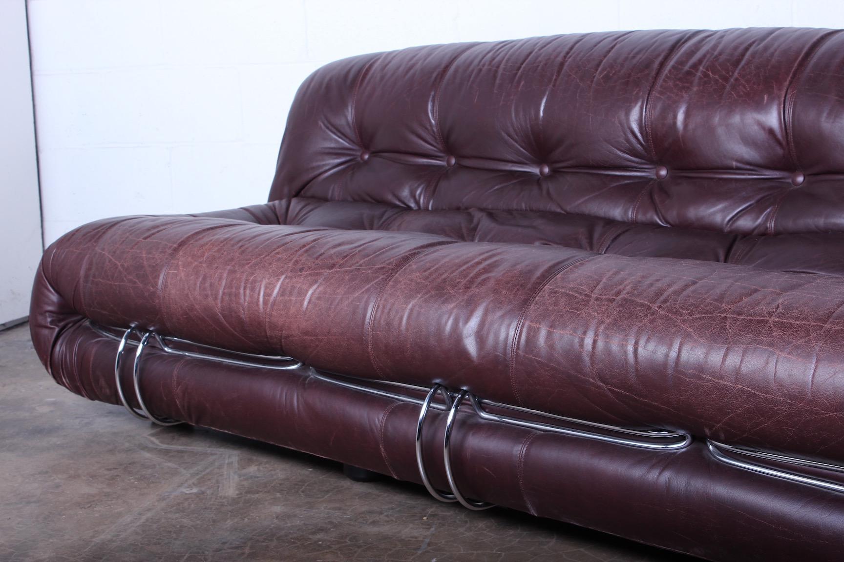 Afra & Tobia Scarpa Soriana Sofa in Patinated Leather 1