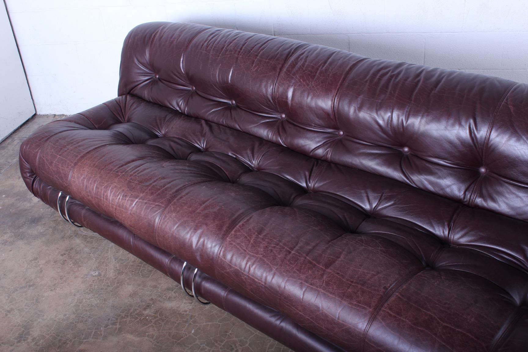 Afra & Tobia Scarpa Soriana Sofa in Patinated Leather 2