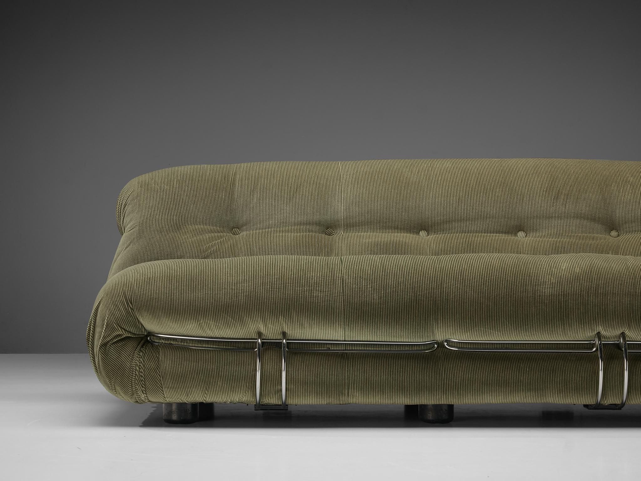 Mid-Century Modern Afra & Tobia Scarpa 'Soriana' Sofa in Soft Green Fabric