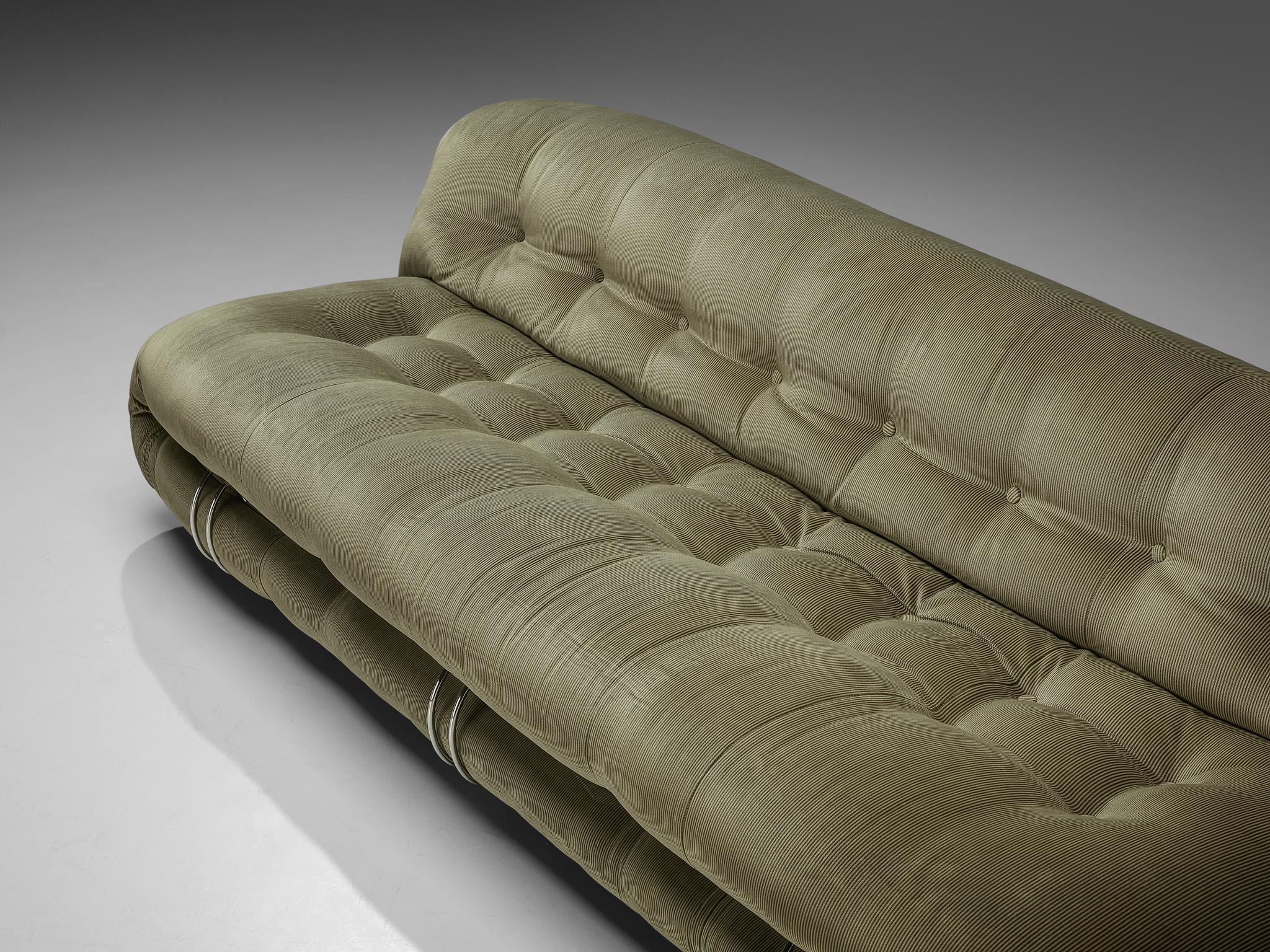 Afra & Tobia Scarpa 'Soriana' Sofa in Soft Green Fabric In Good Condition In Waalwijk, NL