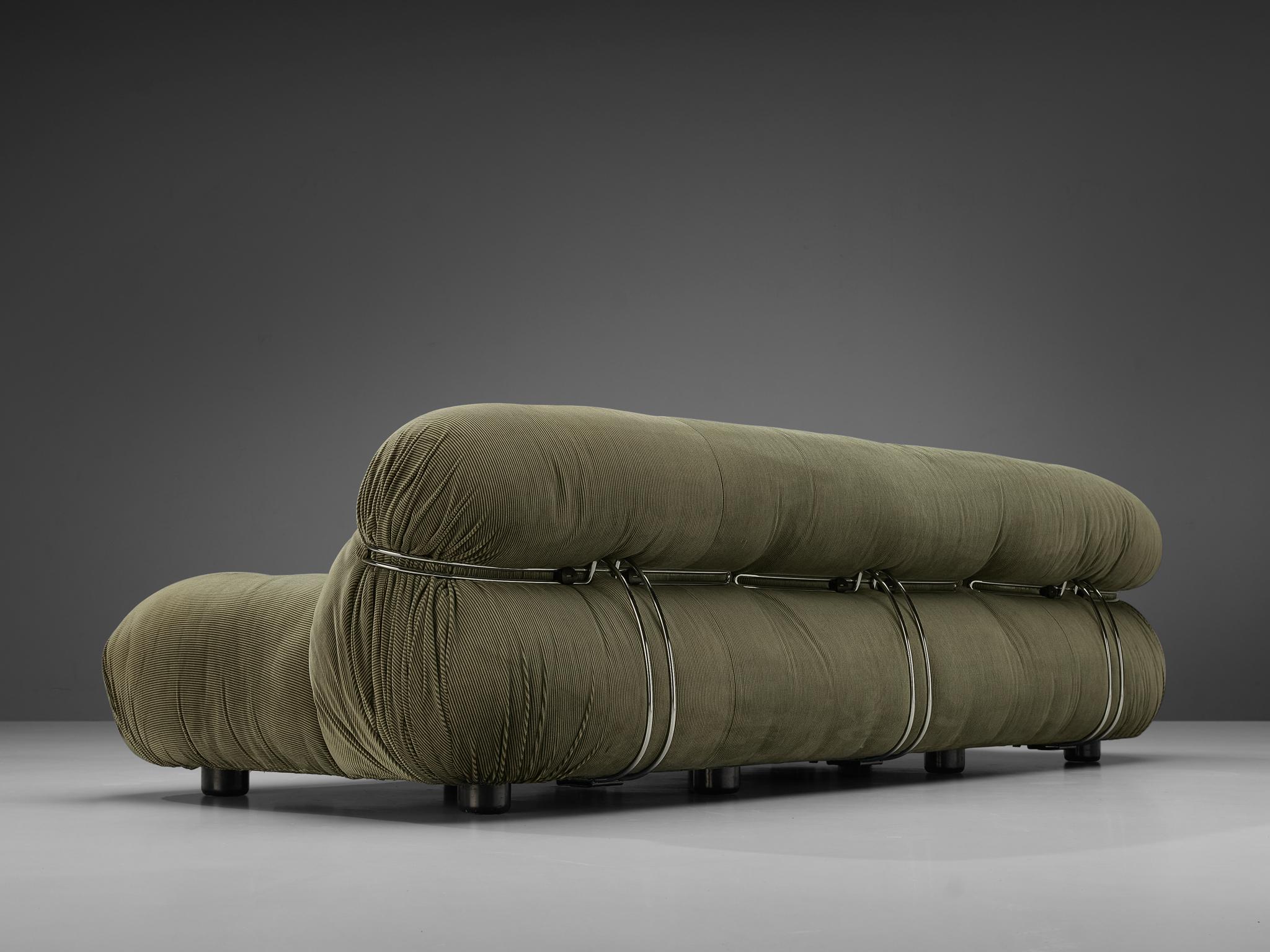 Metal Afra & Tobia Scarpa 'Soriana' Sofa in Soft Green Fabric