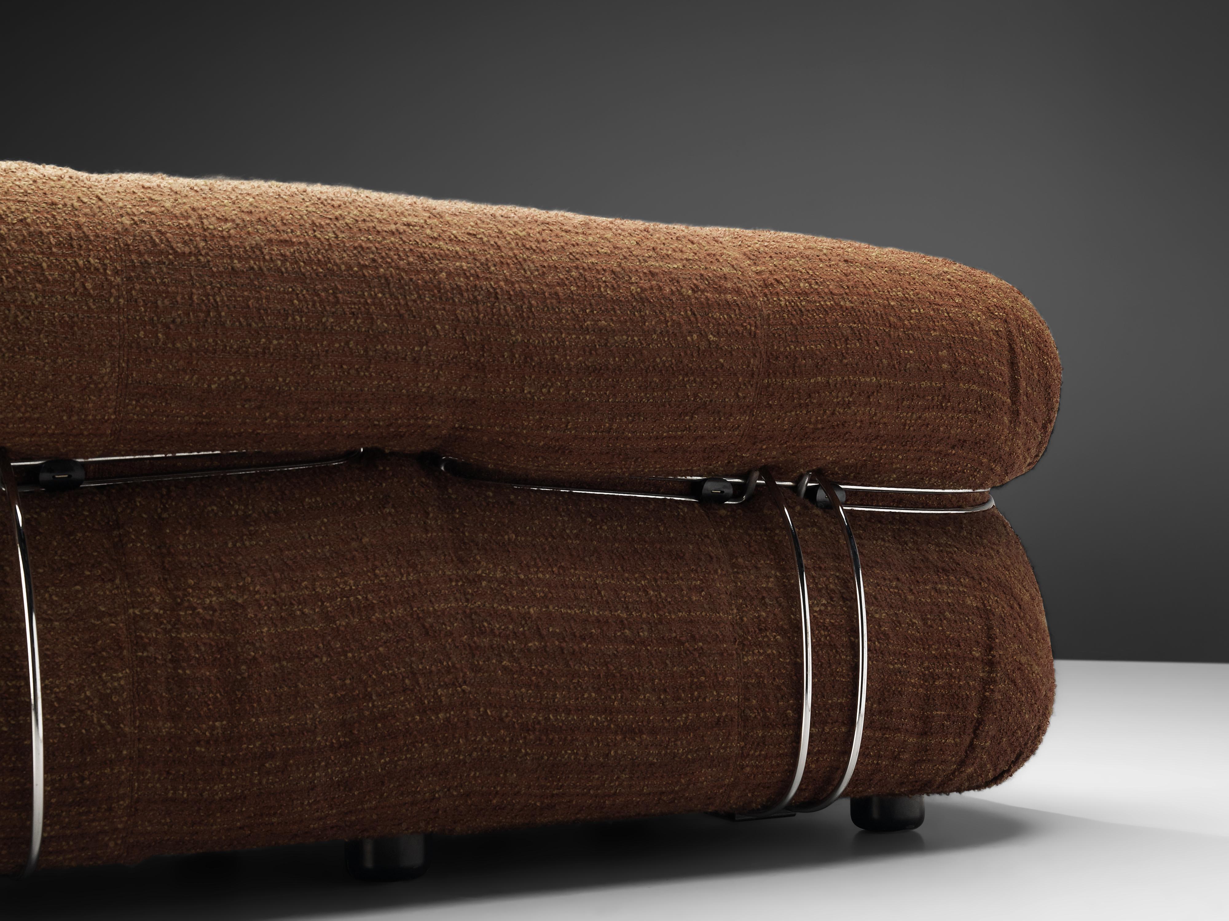 Mid-Century Modern Afra & Tobia Scarpa 'Soriana' Sofa in Textured Brown Fabric
