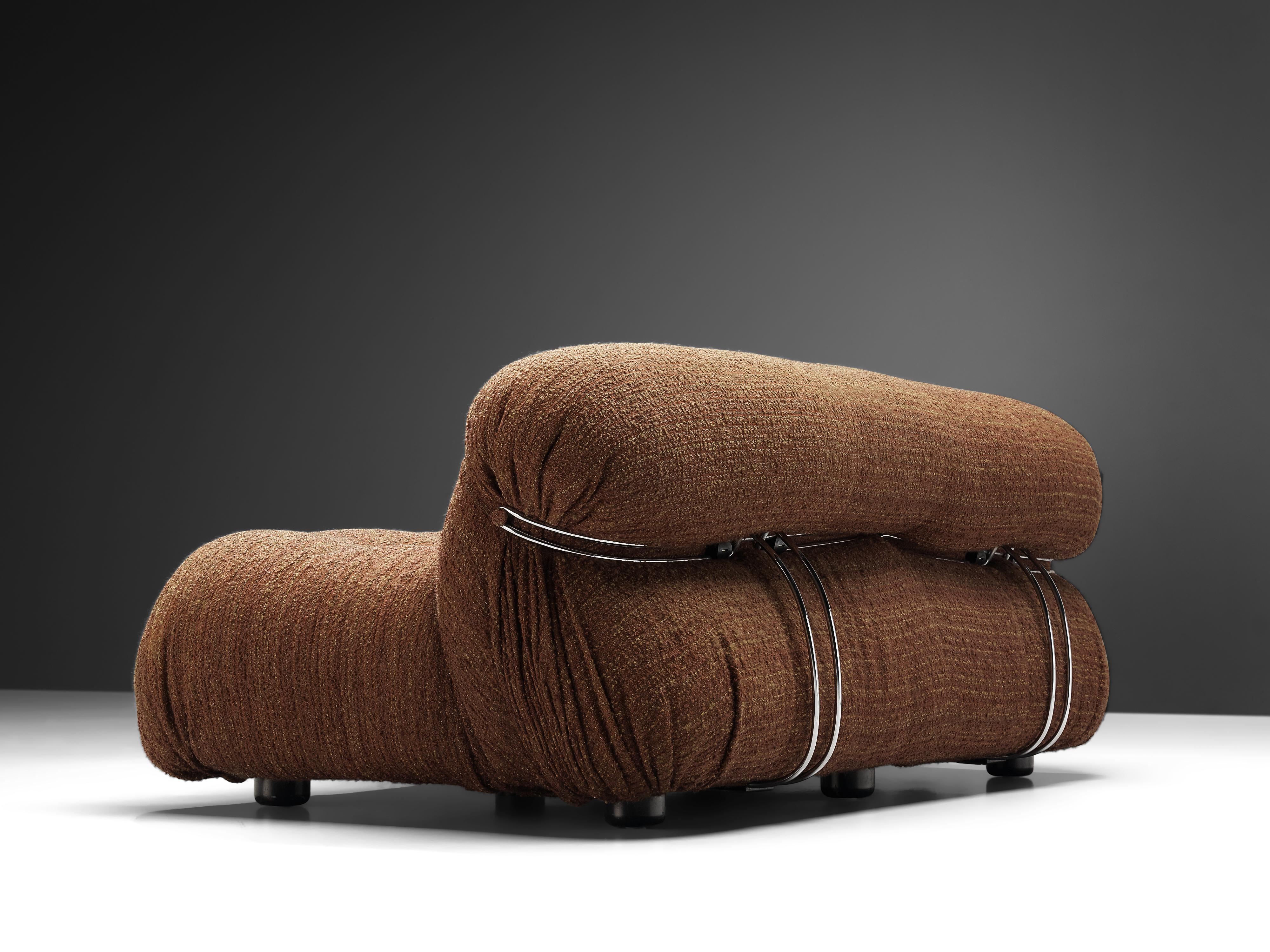Afra & Tobia Scarpa 'Soriana' Sofa in Textured Brown Fabric In Good Condition In Waalwijk, NL